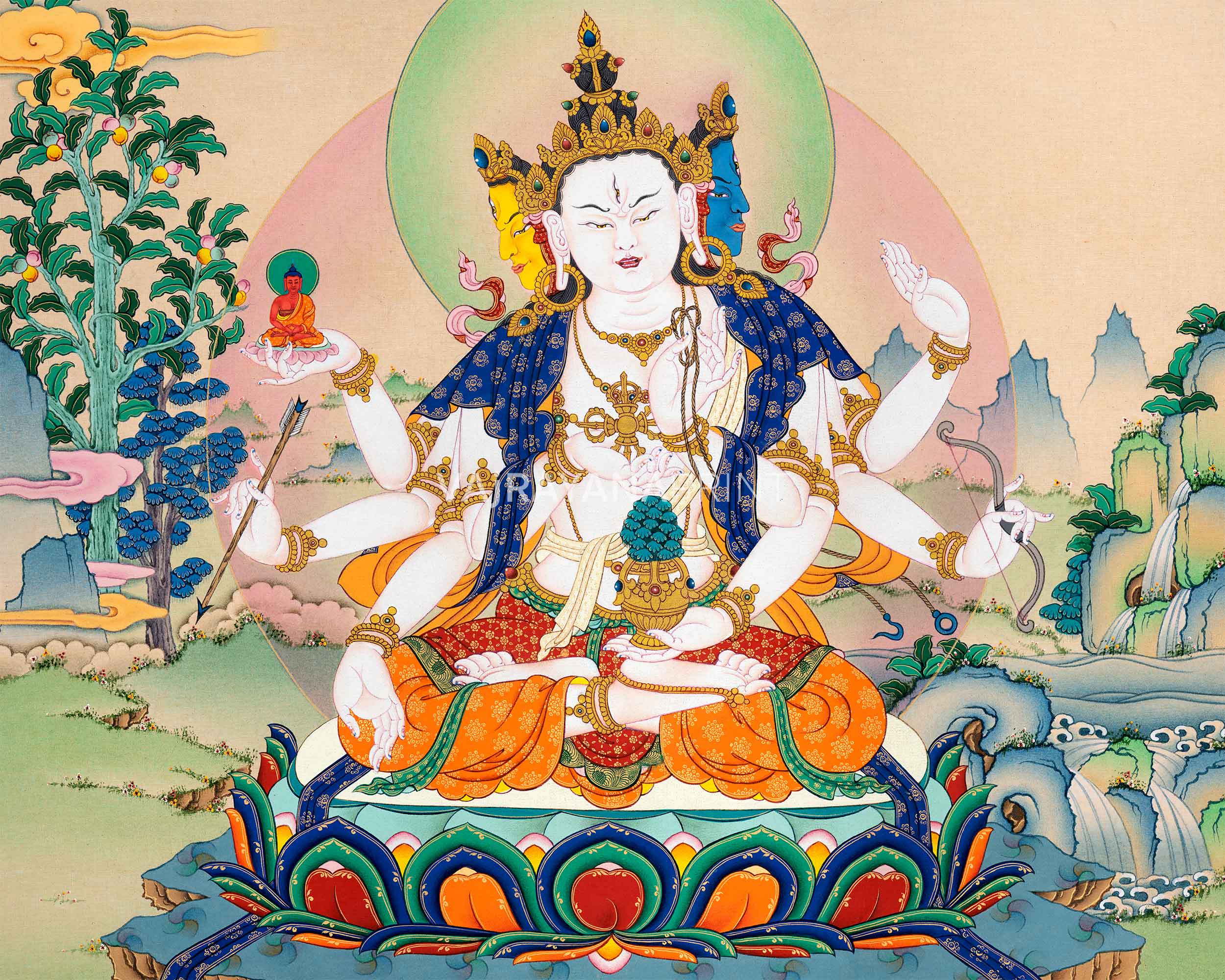 Namgyalma Thangka Print | Canvas of Healing Light | Enveloping Serenity and Blessings
