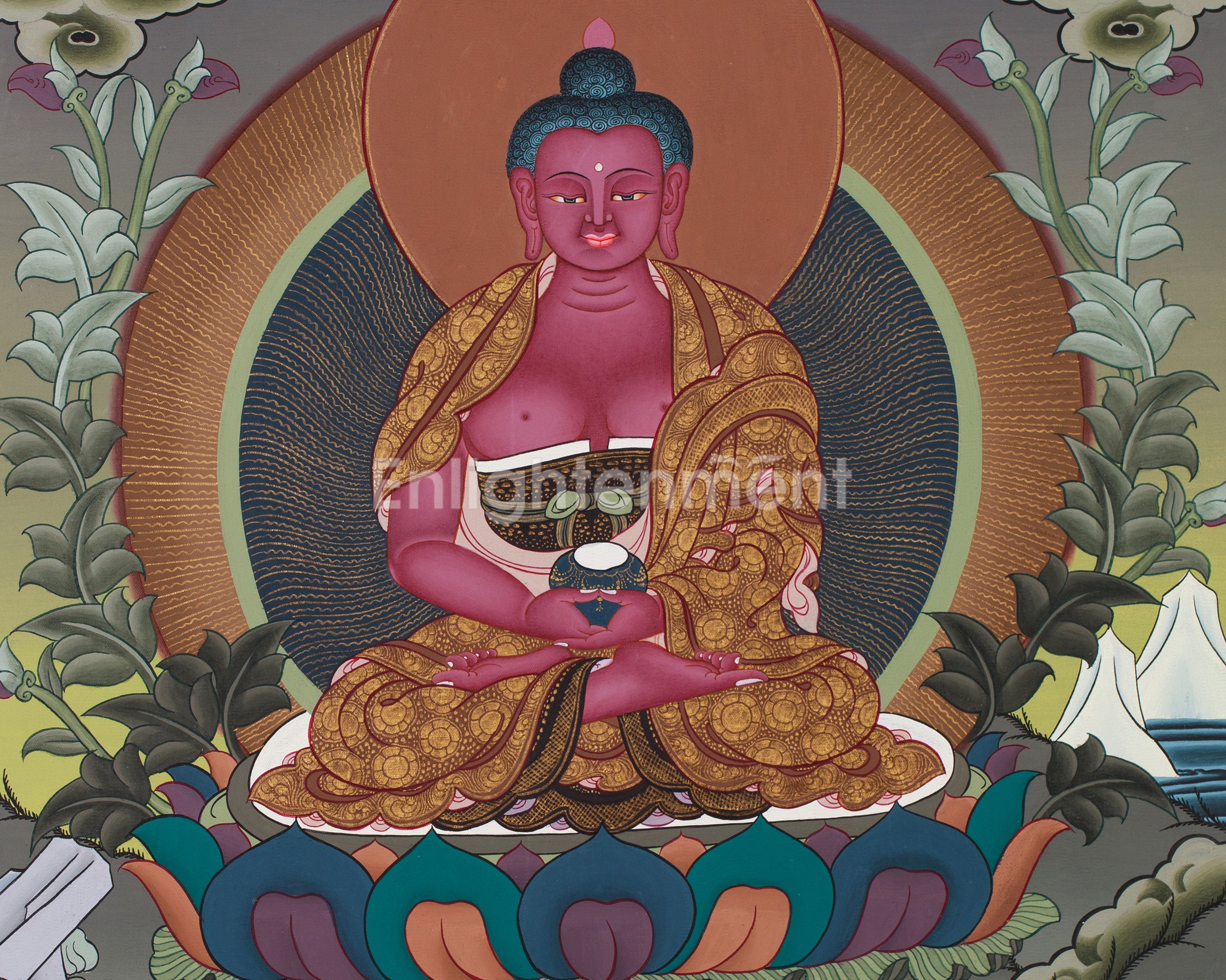 Amitabha Buddha Meditation Art | Symbol of Peace, Enlightenment, and Pure Land Rebirth