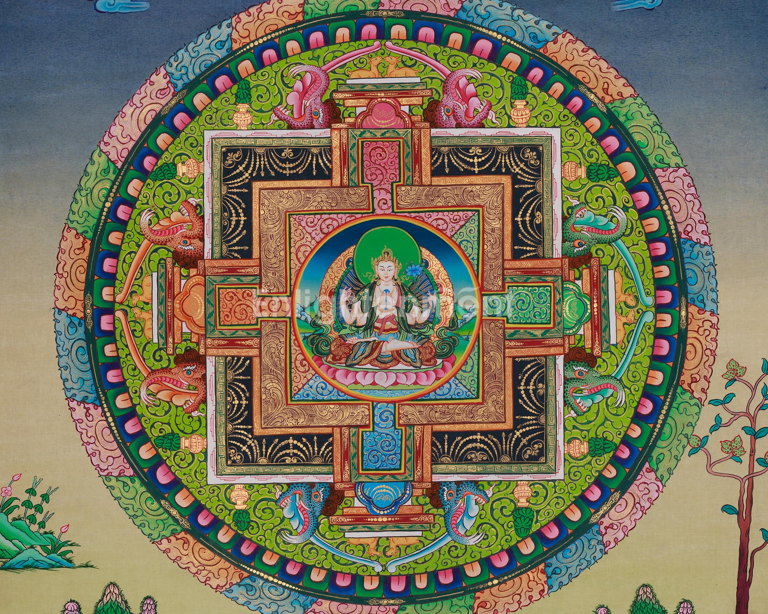 Himalayan Chenrezig Mandala Art | Infinite Compassion and Enlightened Wisdom