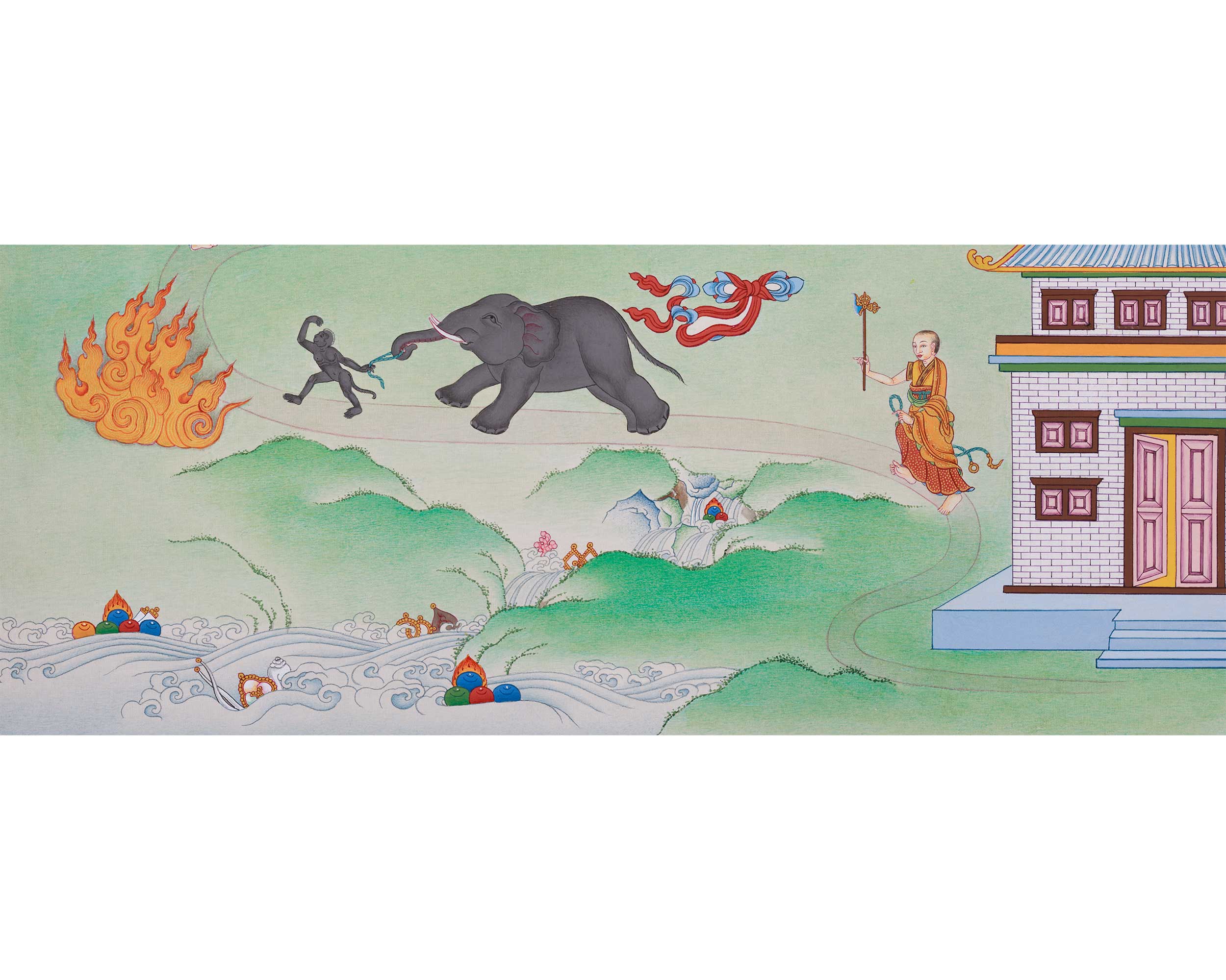 Tibetan Samatha Meditation Thangka | Nine Stages of Vipassana