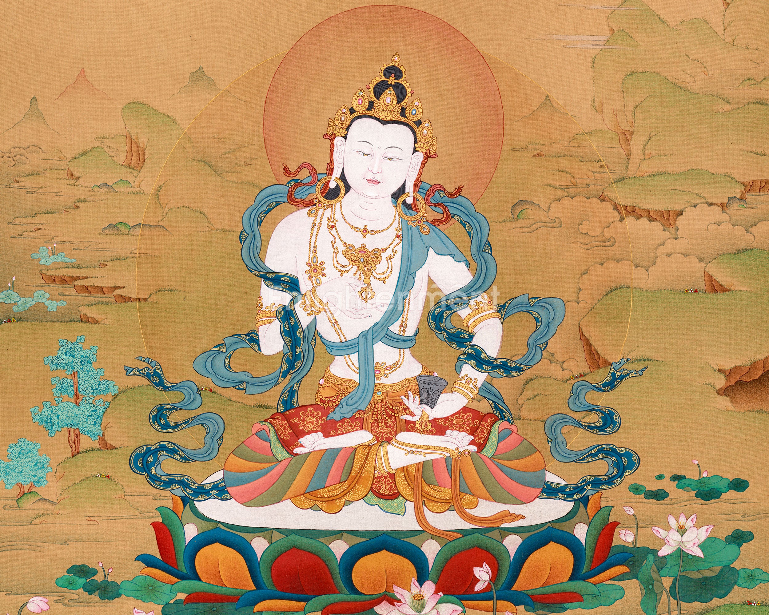 Exclusive Vajrasattva Thangka | Divine Purification Art | Tibetan Lhasa Stone Accents