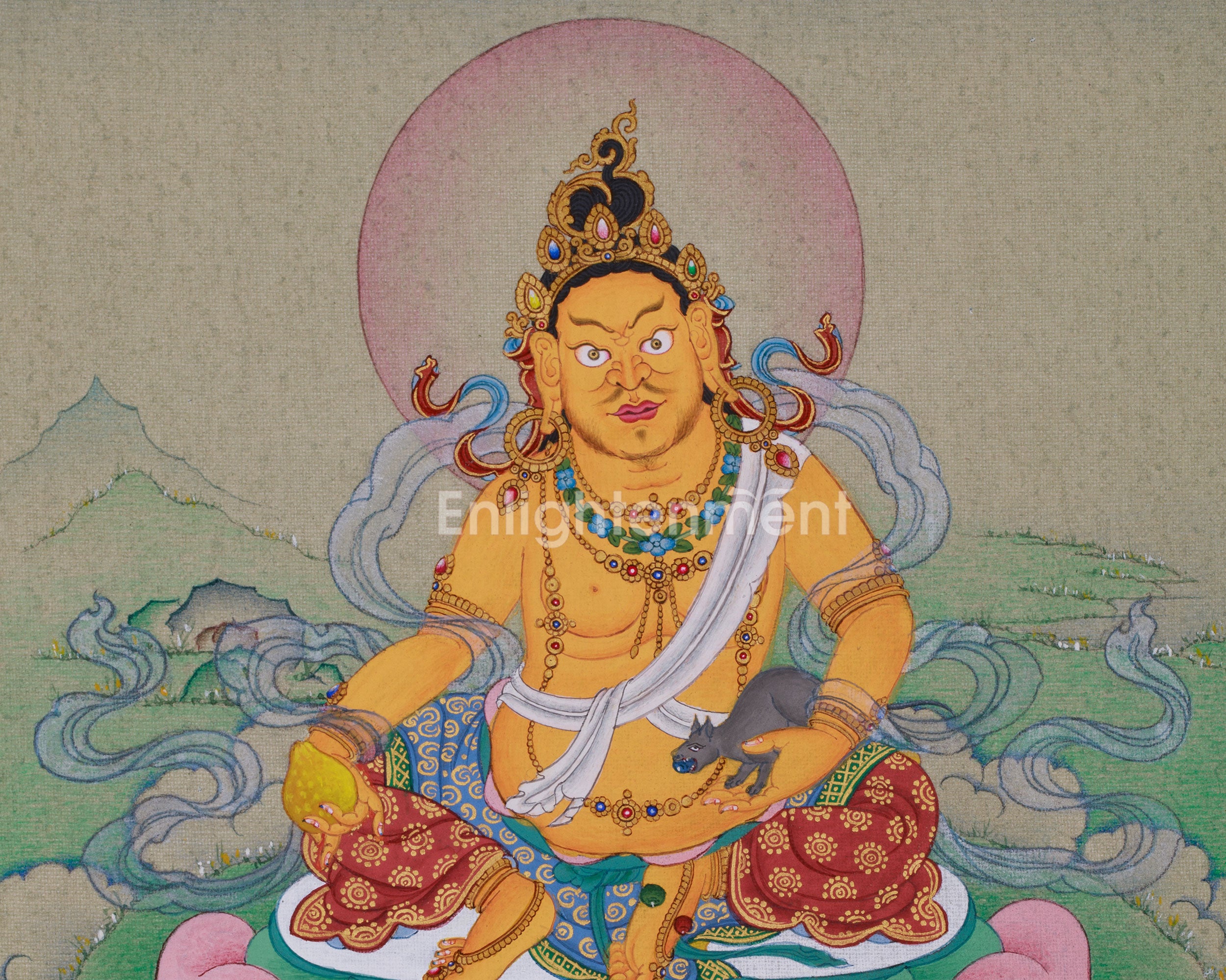Dzambala Thangka, Guardian of Prosperity | Buddha of Wealth & Protection