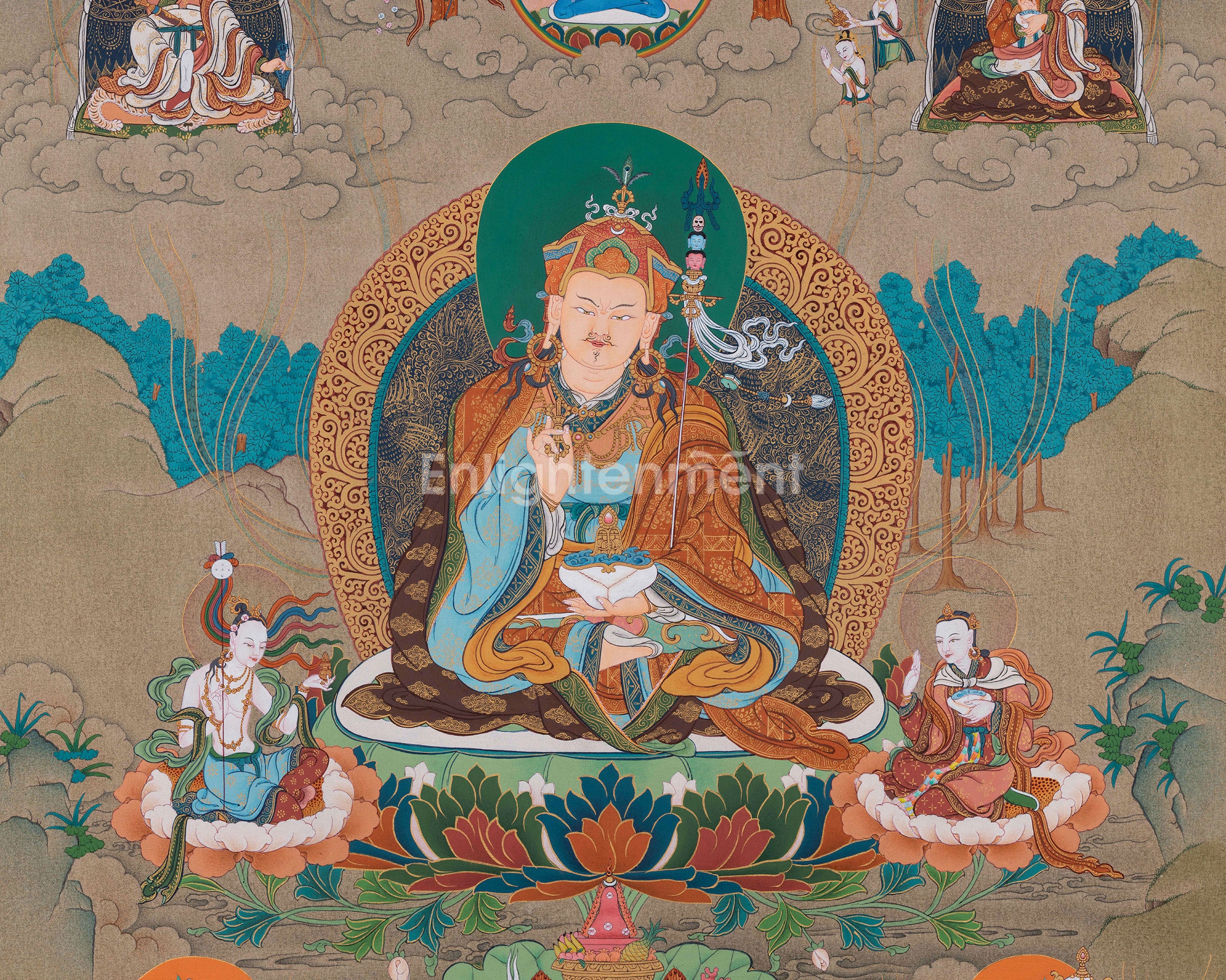 Lake-born Vajra, Guru Tsokye Dorje Thangka | A Masterpiece of Divine Assembly