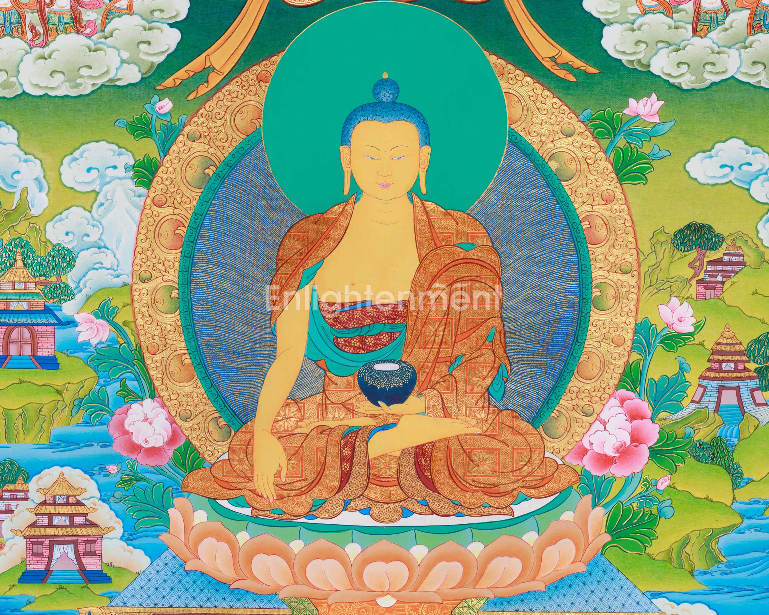 Buddha Shakyamuni Prayer Thangka | Hand-Painted Buddhist Deity Painting