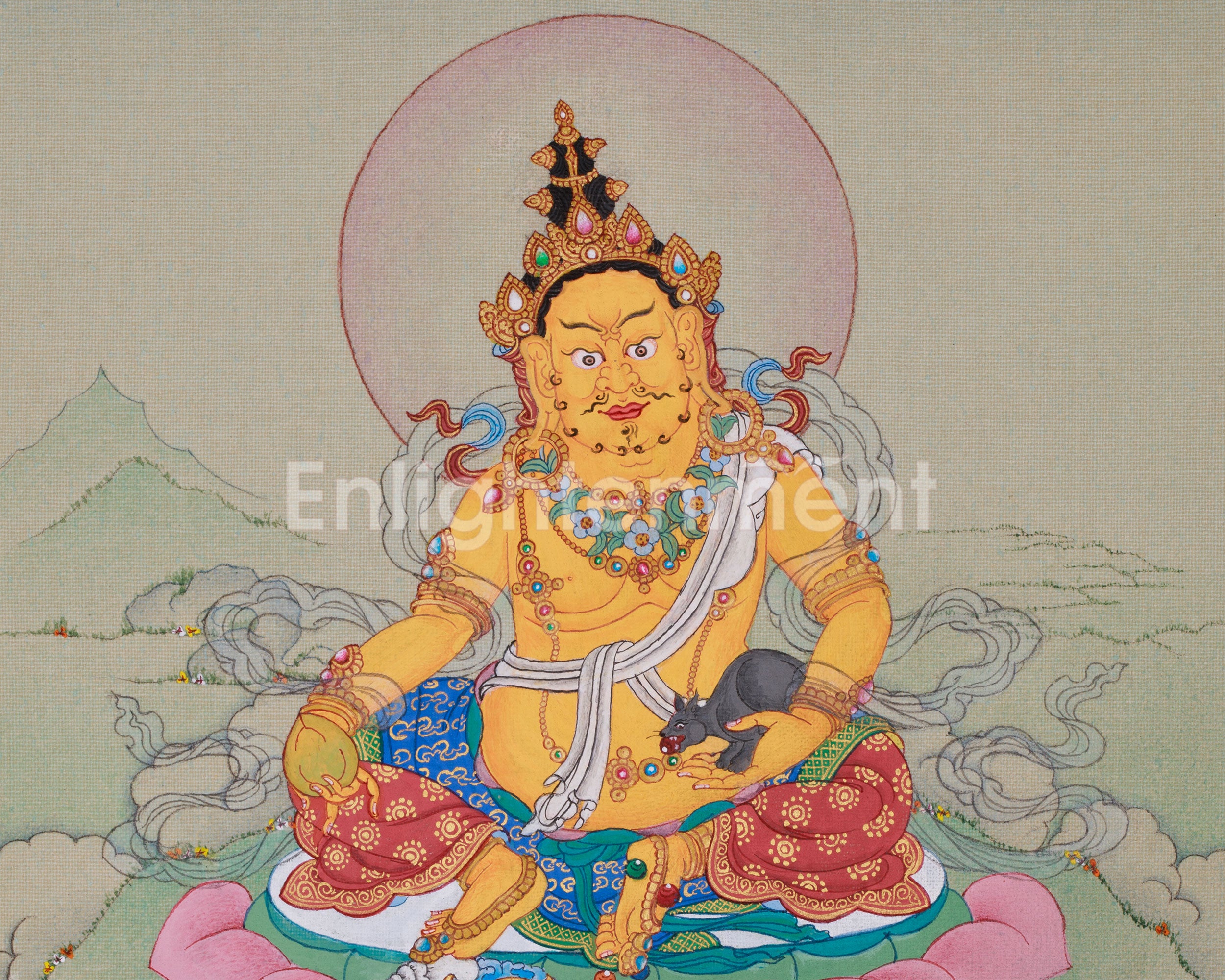 Mini Yellow Dzambhala | Tibetan Buddhist Prosperity Art