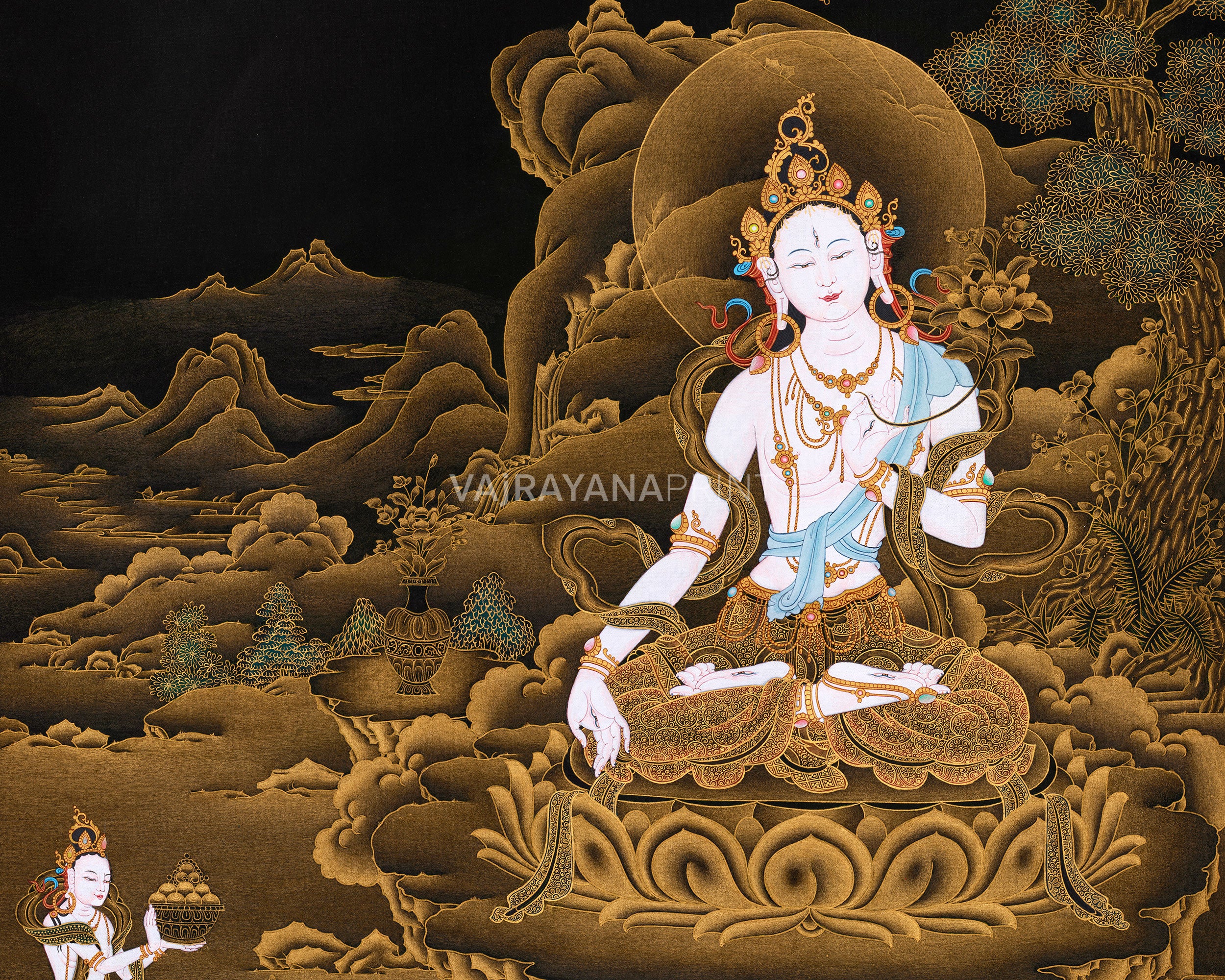 Sita Tara 24K Gold Thangka | Divine Feminine | Compassion and Healing Art