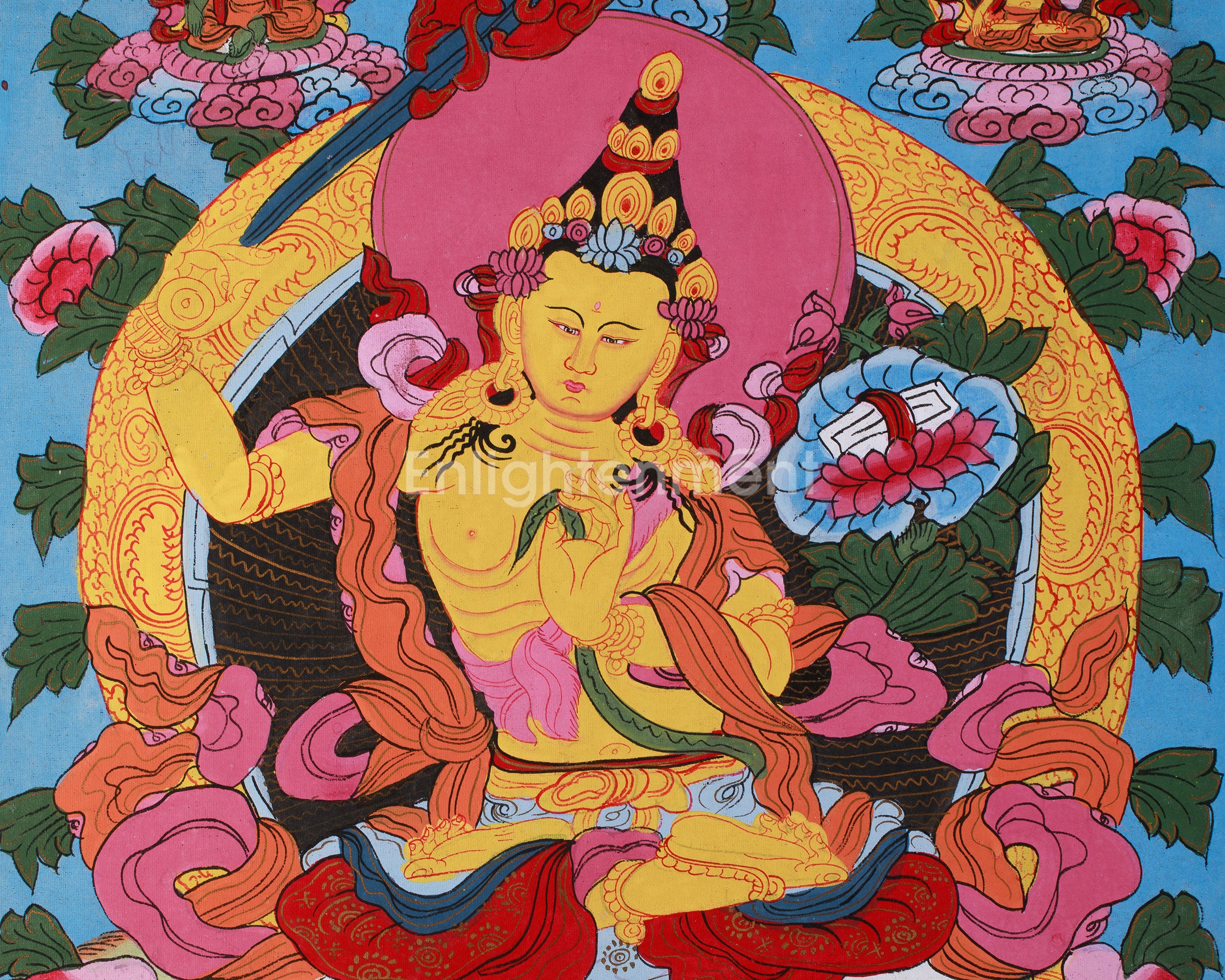 Vintage Bodhisattva Manjushri Artwork | Buddhist Deity of Knowledge