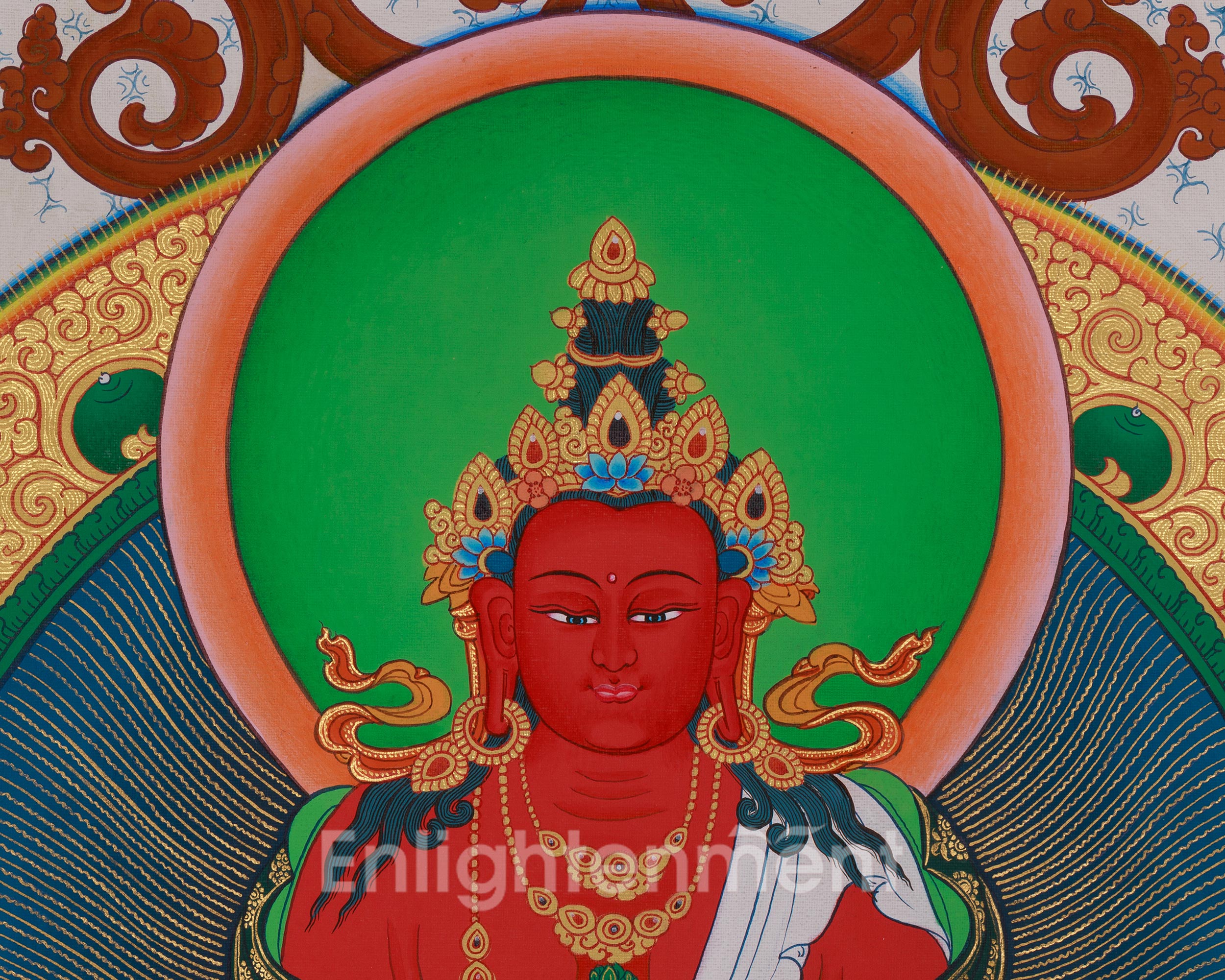 Long Life Amitayus Buddha Thangka | Deity of Infinite light and Compassion