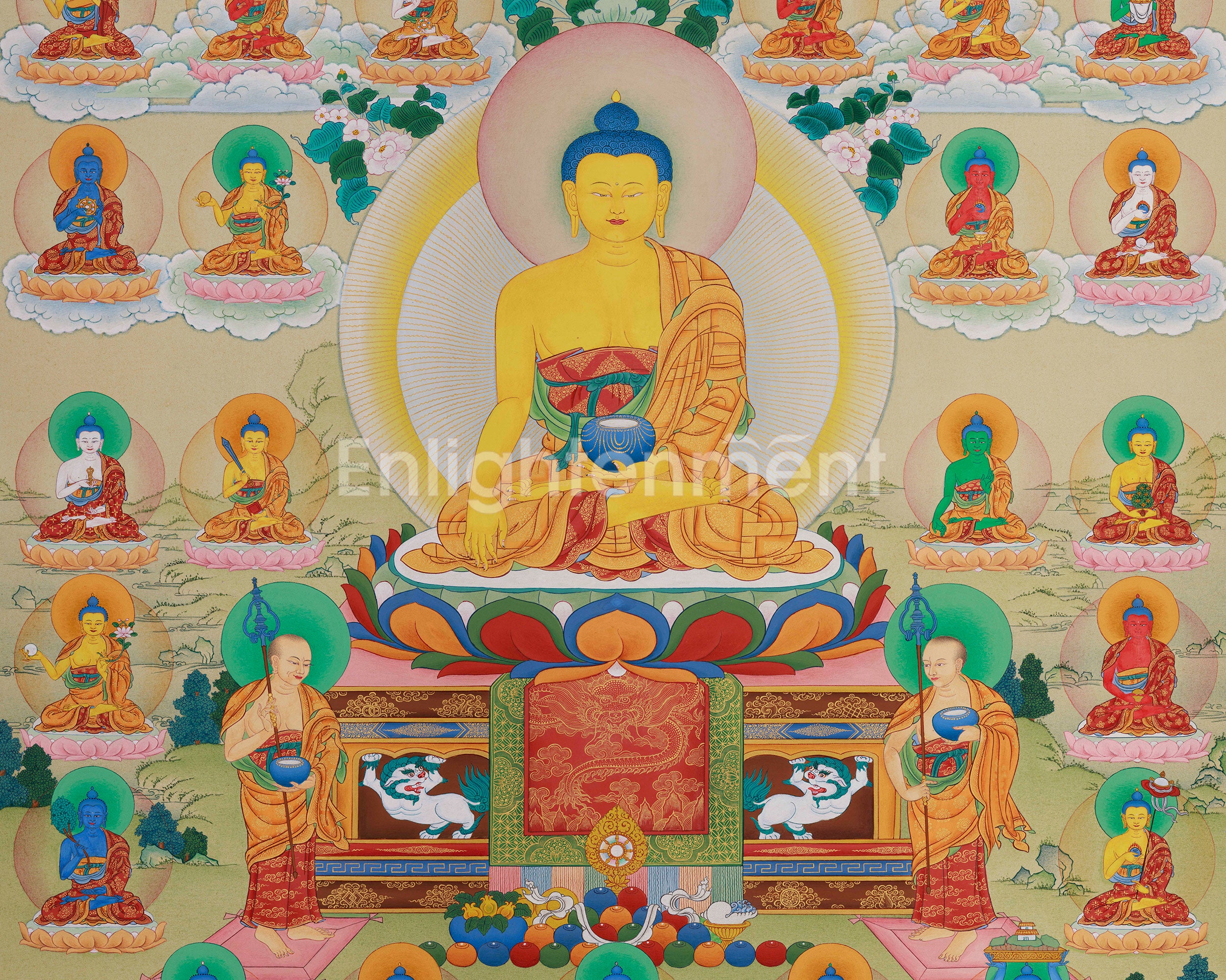 Traditional Thangka of 35 Buddhas | Spiritual Transformation and Practice