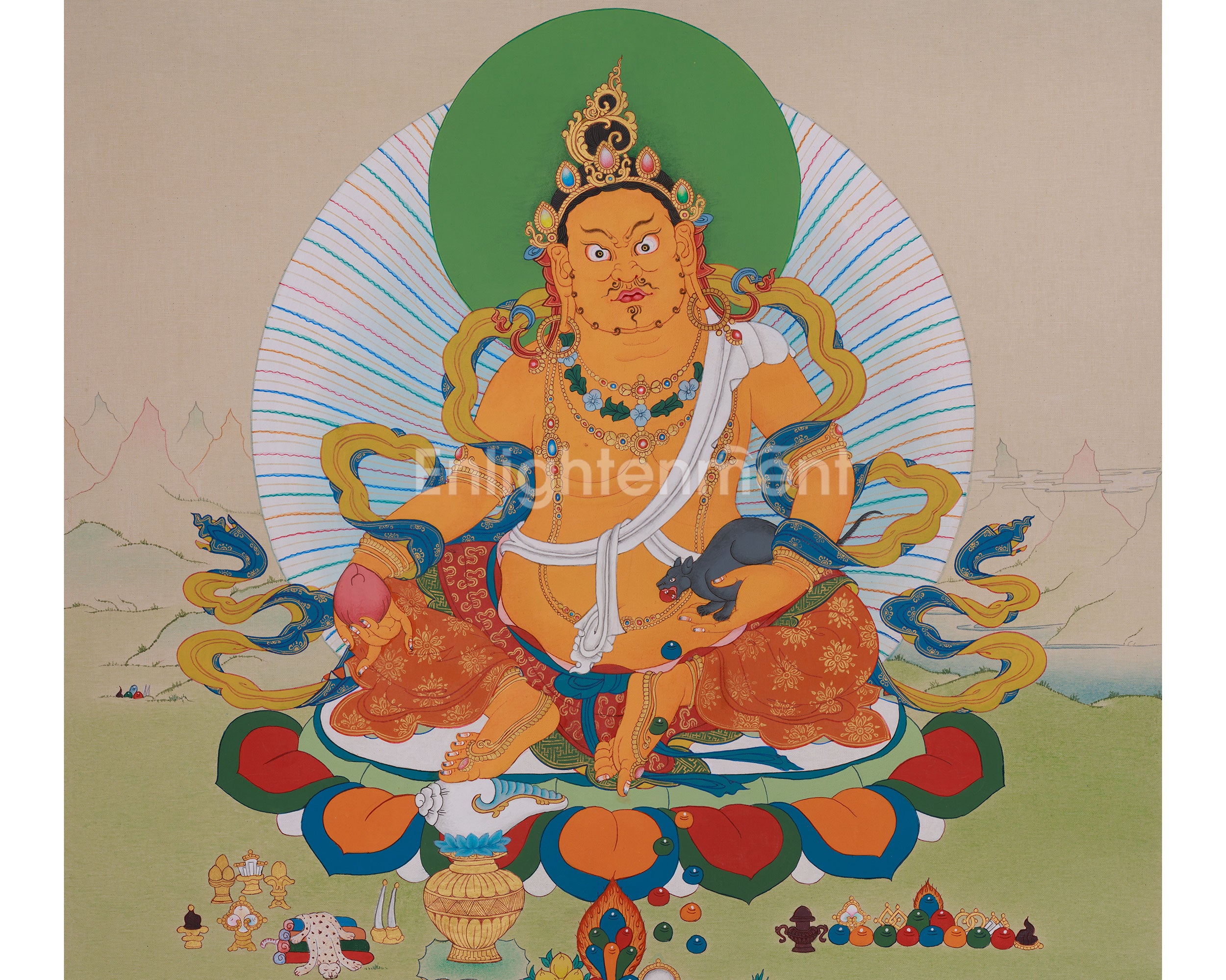 Guardian of Prosperity Dzambhala Thangka | A Sacred Symbol of Wealth and Blessings