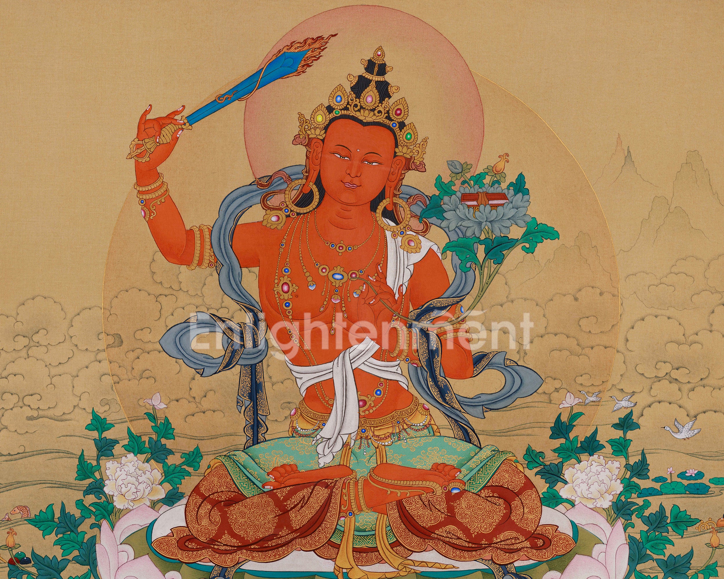 Exclusive Manjughosa Painting | Embodying the Bodhisattva of Wisdom