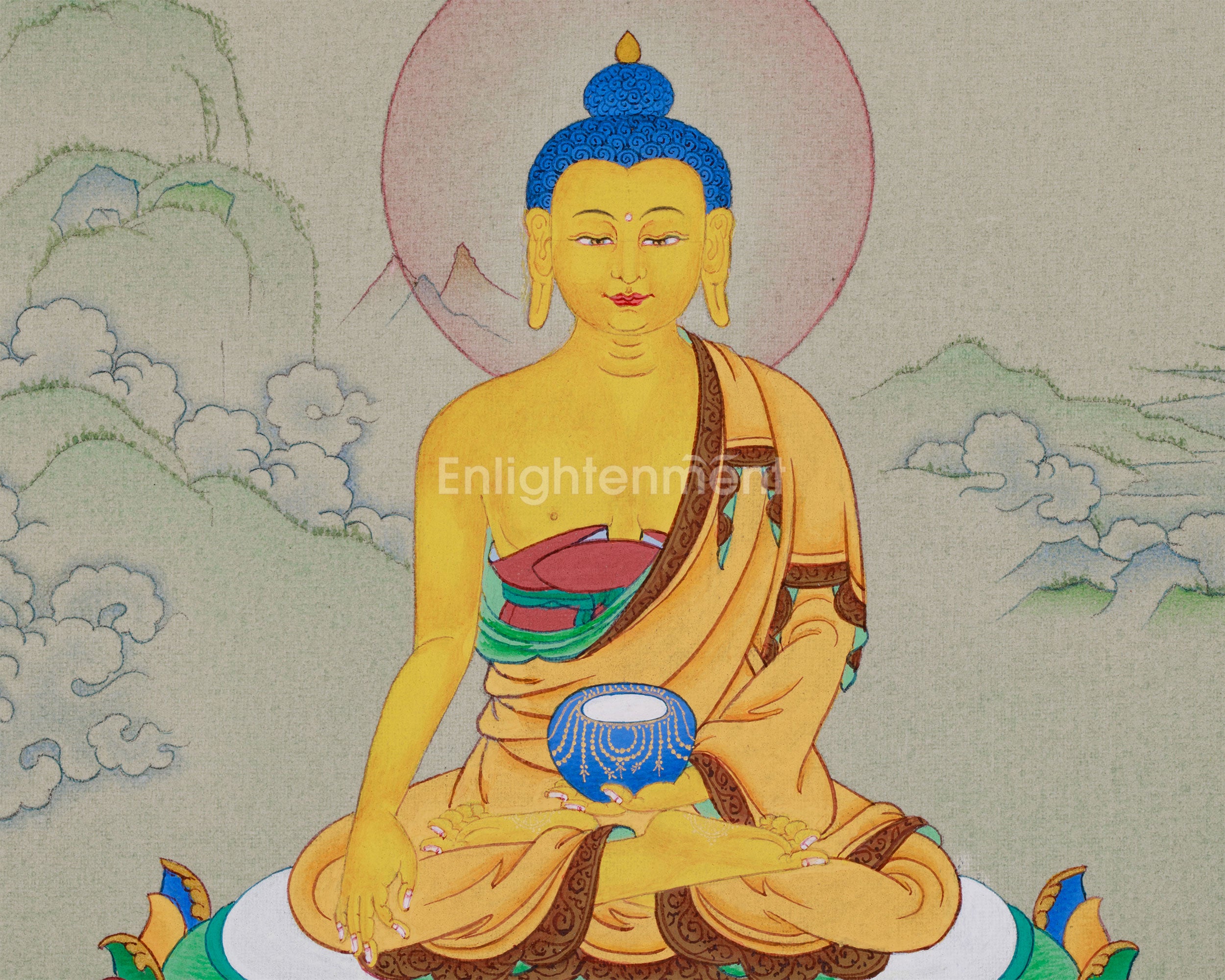 Mini Shakyamuni Buddha Thangka | Hand-Painted Tibetan Artwork