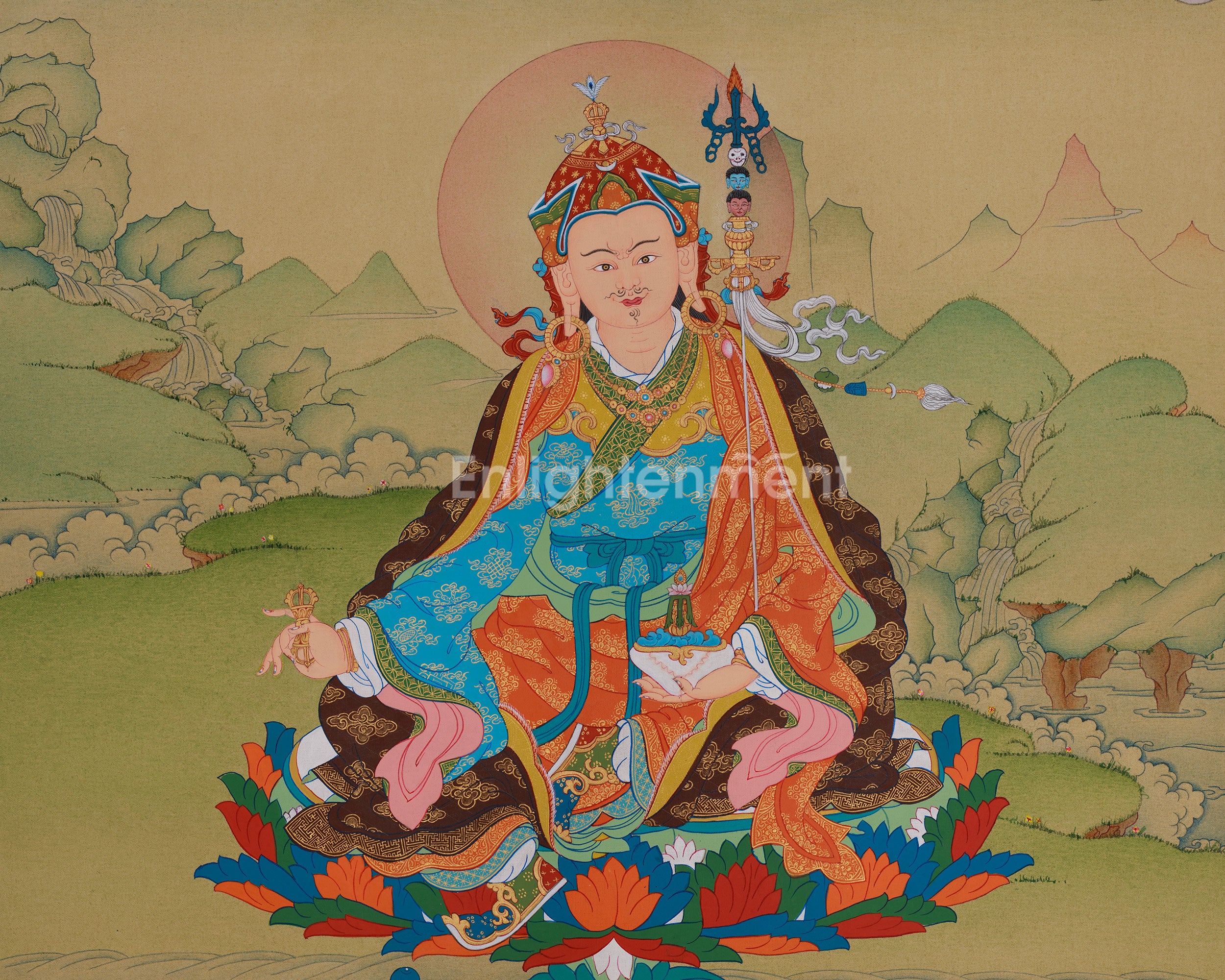 Guru Rinpoche Wisdom Thangka | Spiritual Master of Vajrayana Art