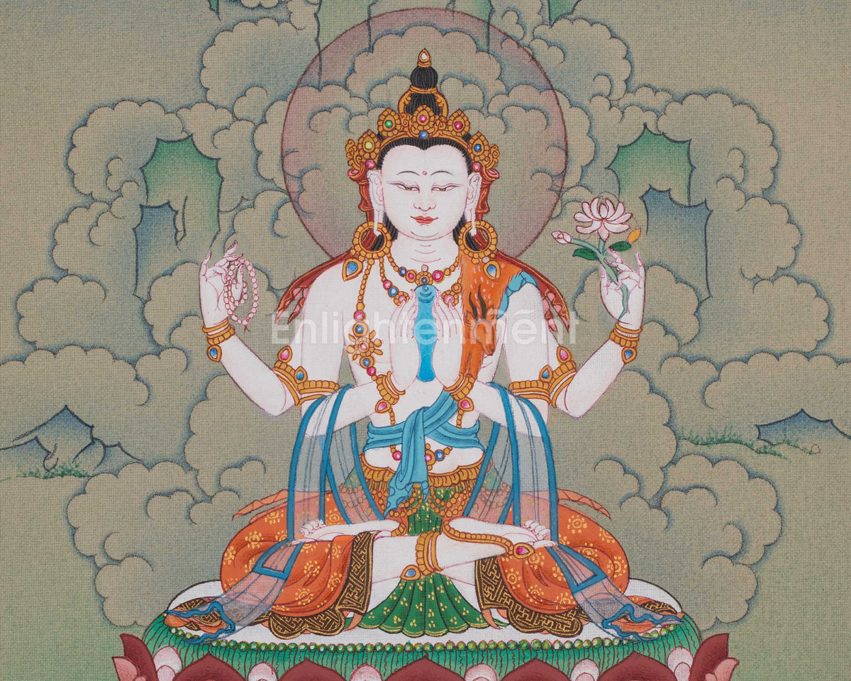 Avalokiteshvara Thangka | Chenrezig Artwork | Bodhisattva Deity