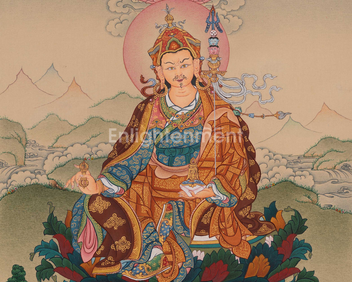 Guru Rinpoche Thangka Painting | Lotus-Born Master | Vajrayana Buddhism