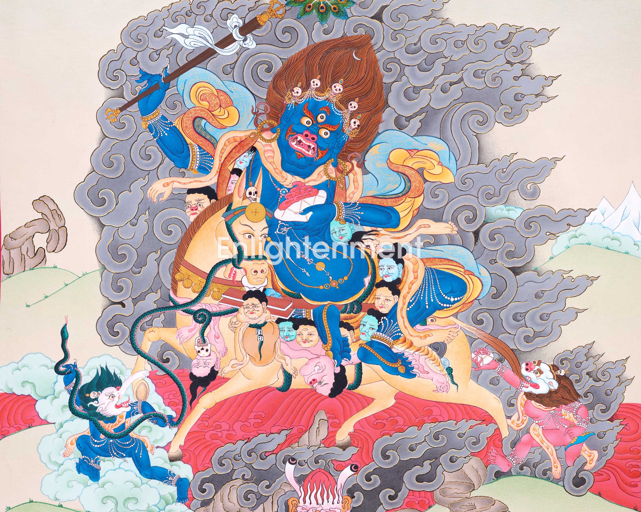 Palden Lhamo Prayer Thangka | Hand-Painted Buddhist Deity Painting