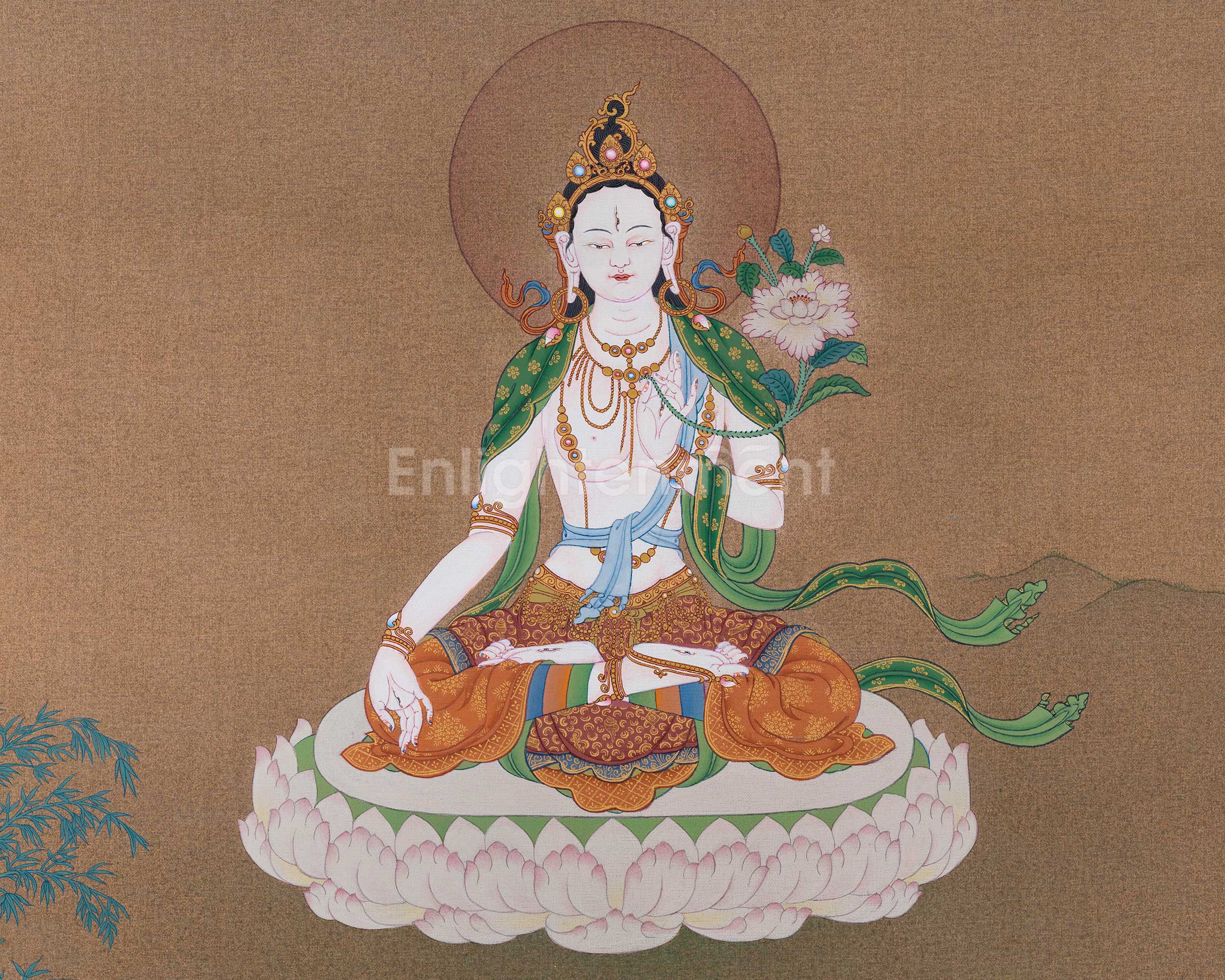 Hand Painted White Tara Thangka | Traditional Tibetan Artwork to Elevate Your Sacred Space