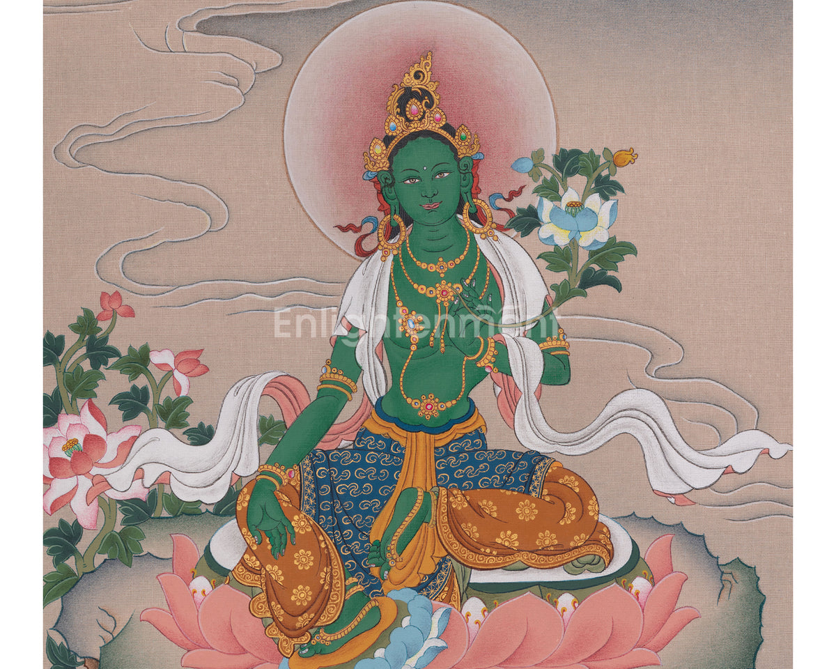 Green Tara Himalayan Thangka | Mother of Liberation | Swift Protection