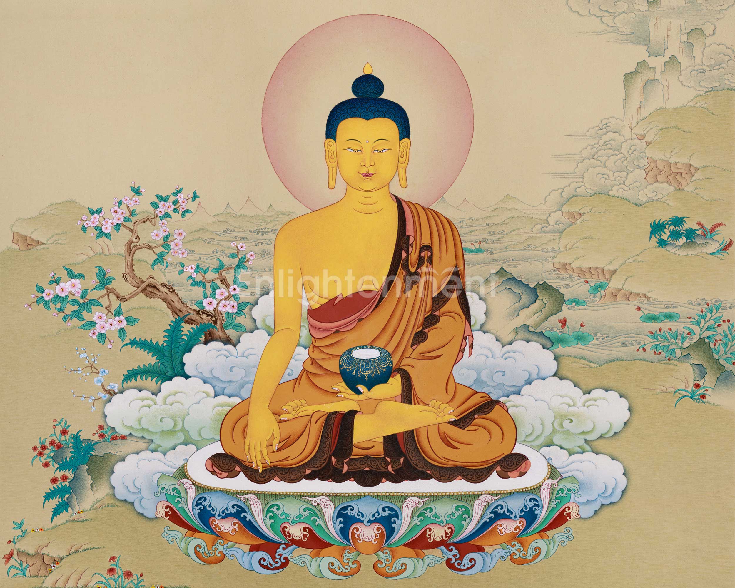 Divine Serenity: Exceptionally Beautiful Shakyamuni Thangka