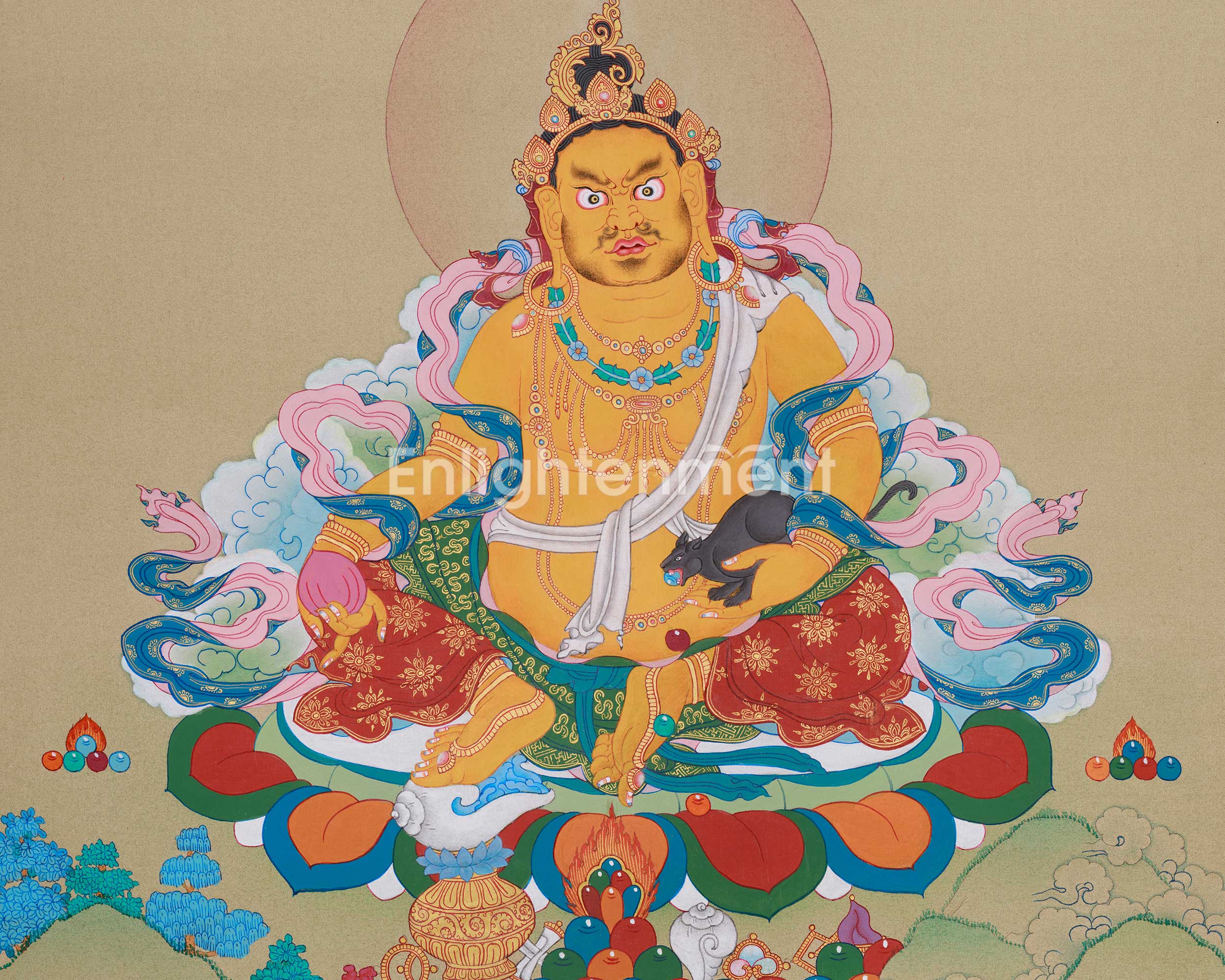 Sacred Thangka of Dzambhala | The Guardian of Prosperity and Wealth