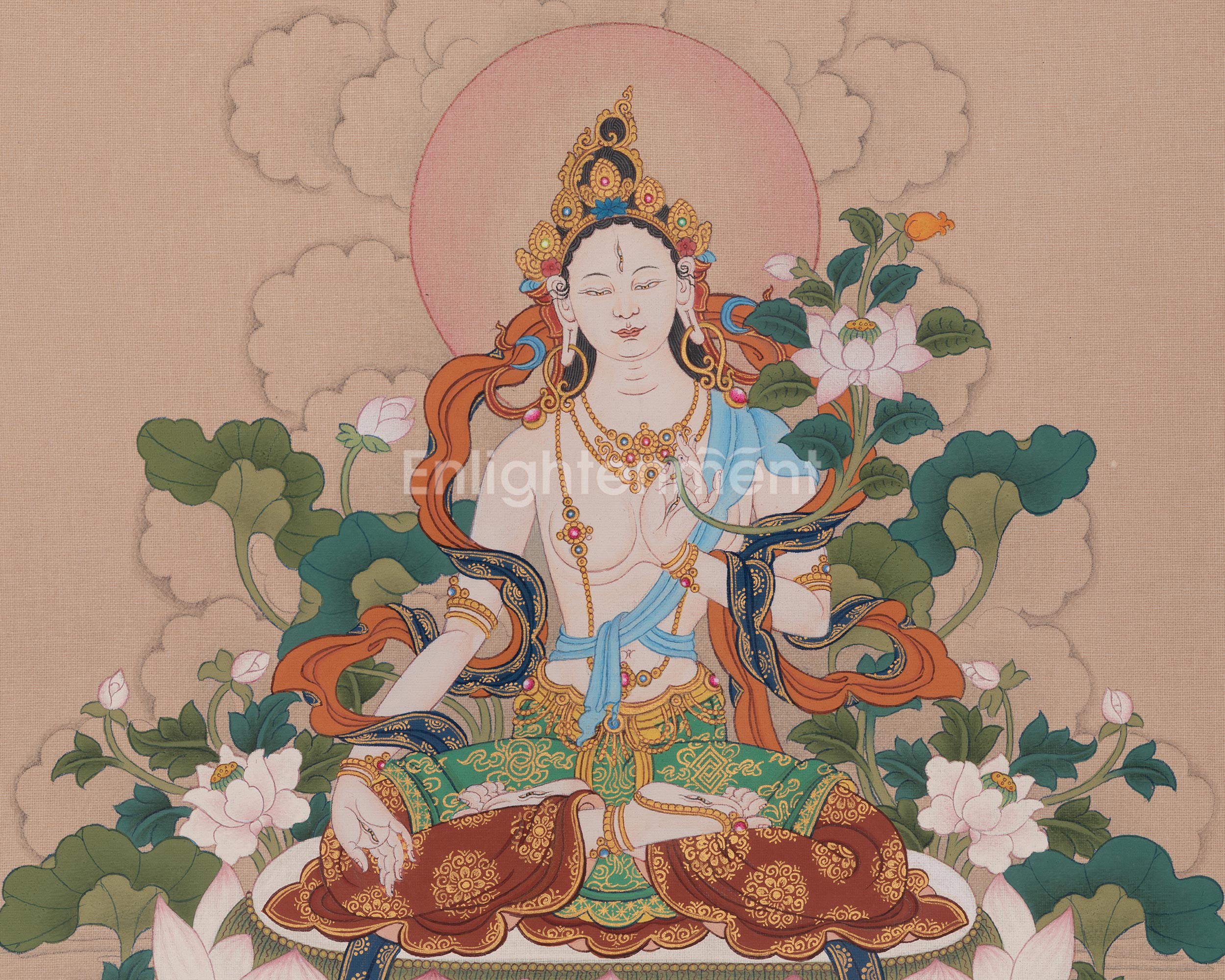 White Tara Divine Artwork | Longevity Deity | Seven Eyed Goddess | Sita Tara