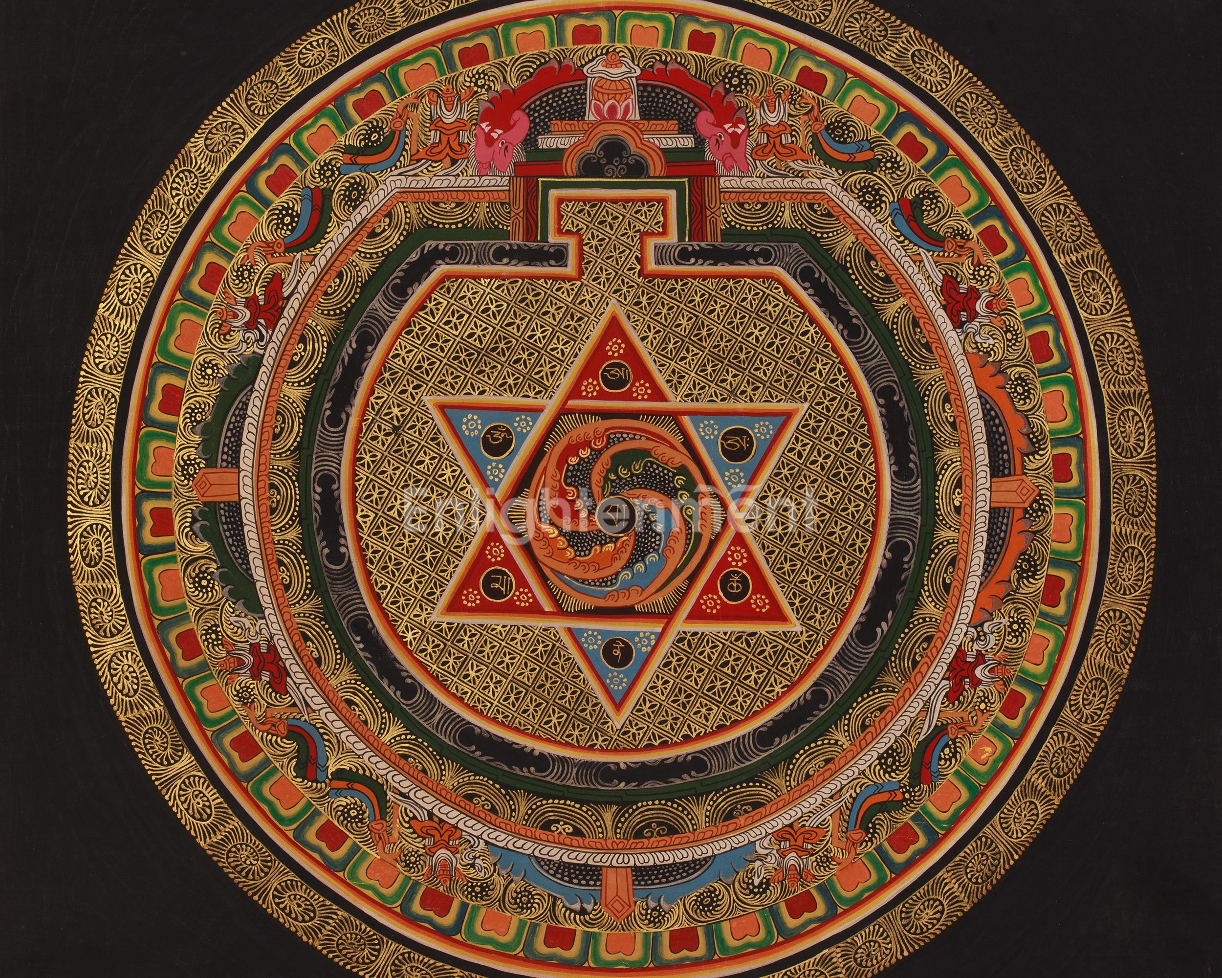 Tibetan Artwork of Mantra Mandala | Meditation Altar