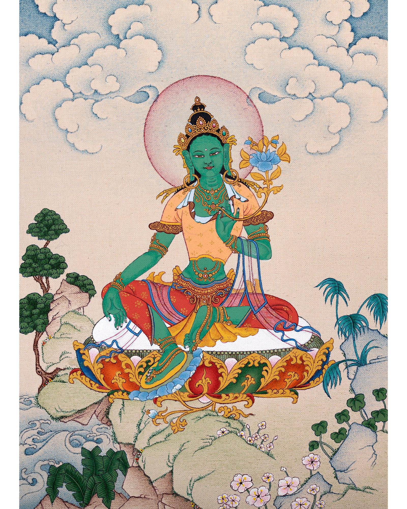 Green Tara Thangka | Hand Painted Tara | Tibetan Painting