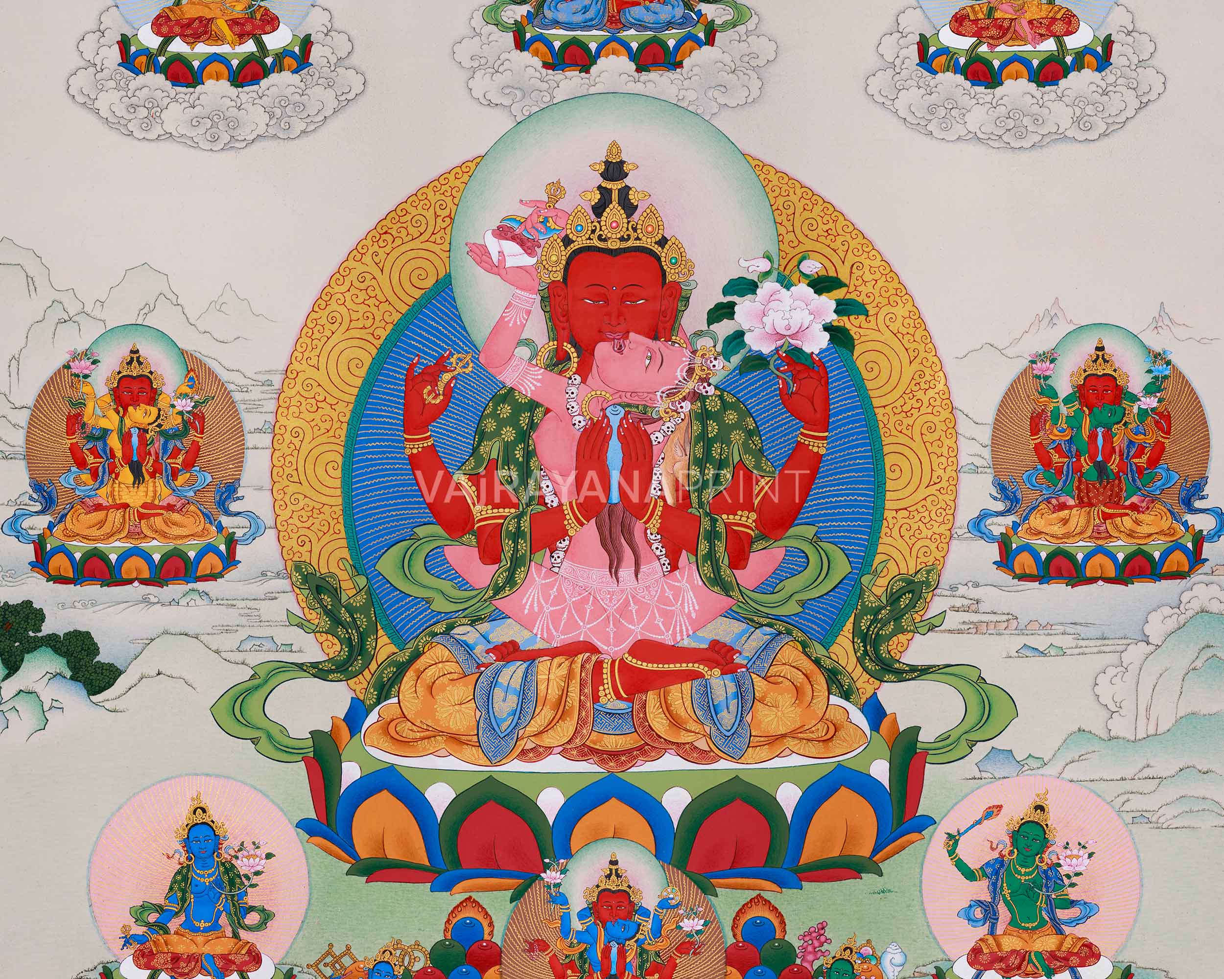 Tibetan Red Chenrezig Print | Gyalwa Gyatso | The Bodhisattva of Compassion