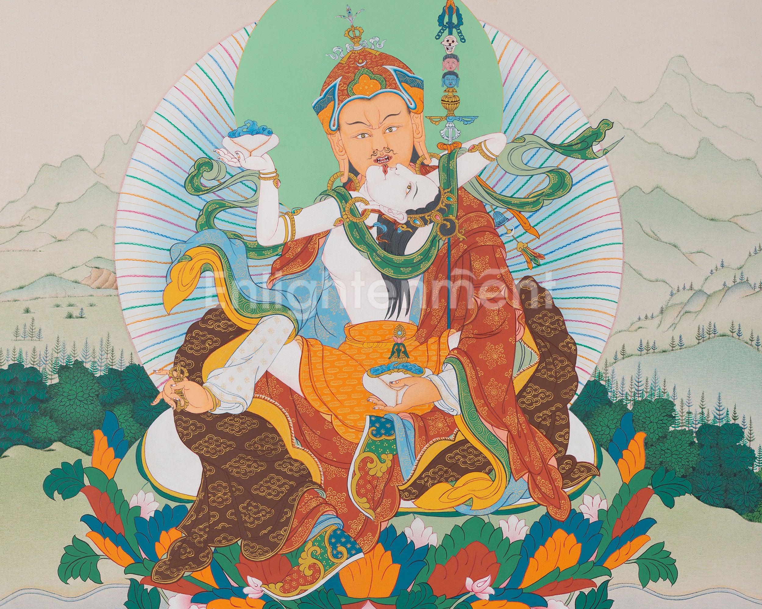 Guru Rinpoche with Consort, Yeshe Tsogyal | Union of Wisdom and Compassion