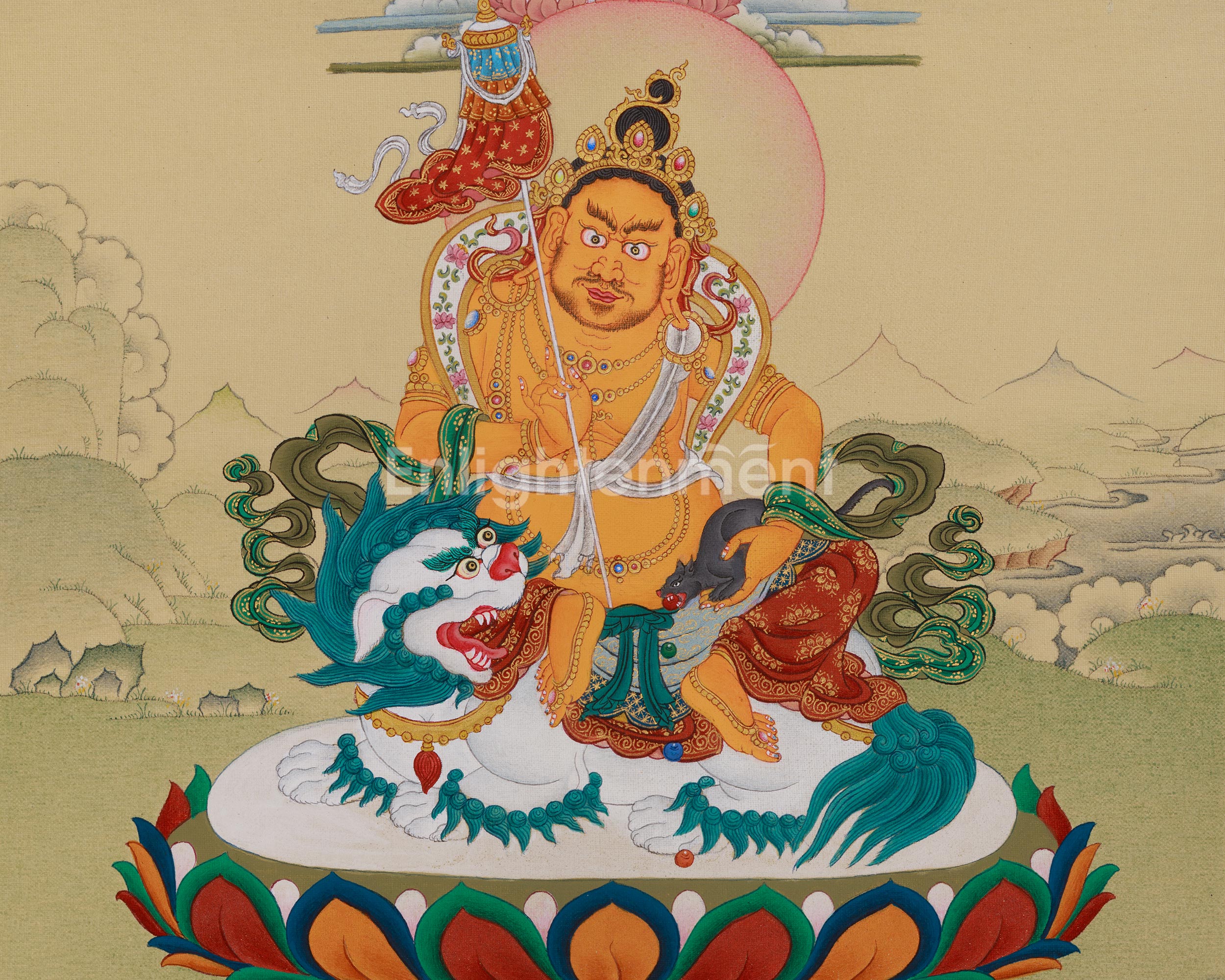 Himalayan Thangka of Namtoshe with Ratnasambhava | Sacred Wealth and Wisdom Art
