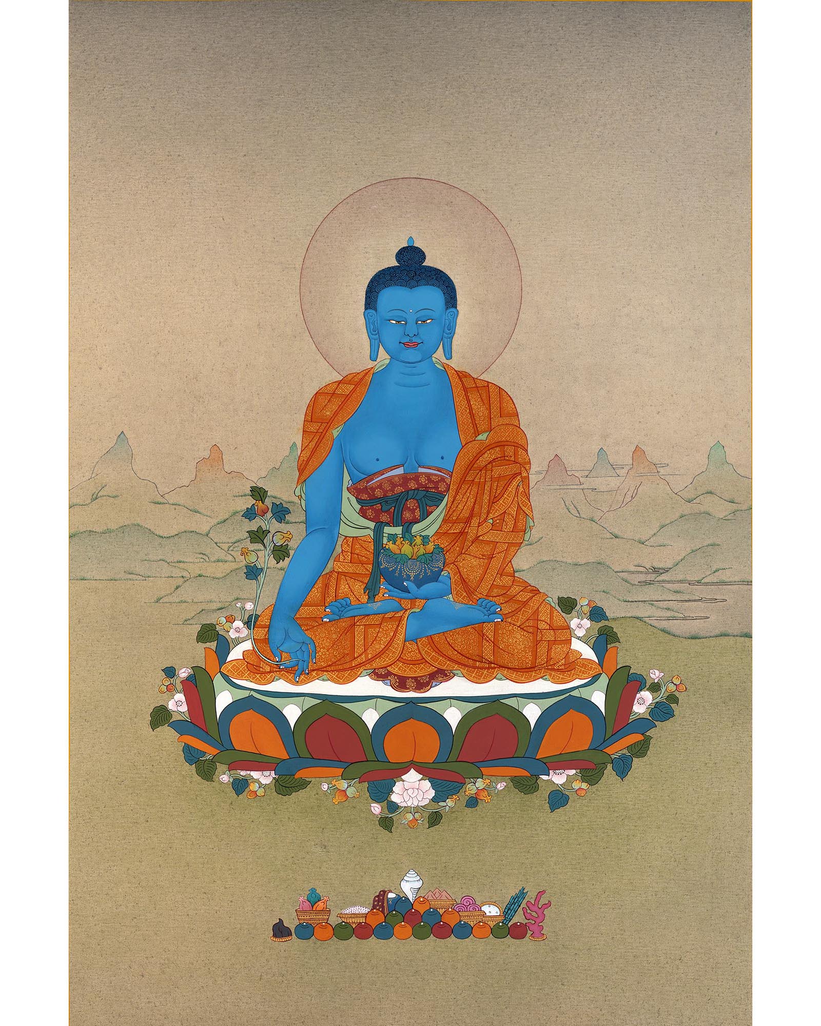 Blue Medicine Buddha | Lapis Lazuli | Tibetan Art Thangka