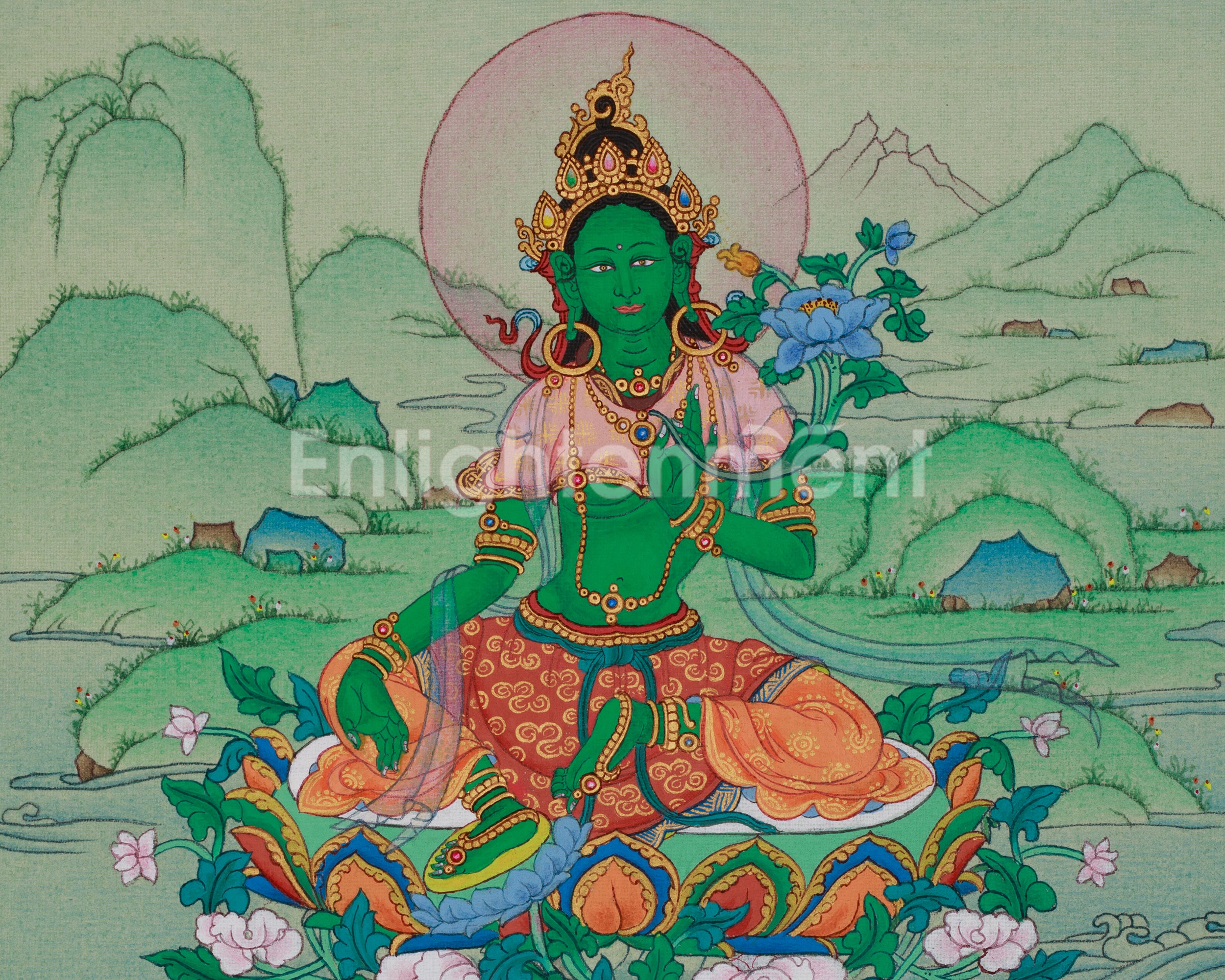Buddhist Thangka of Green Tara | Compassion, Swift Protection, and Blessings