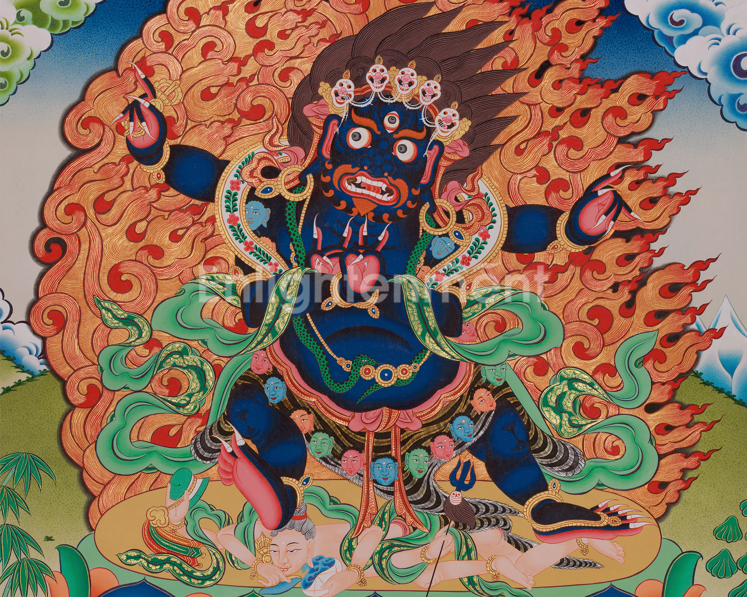 Vajrapani Buddhist Art | Tibetan Protector Thangka | Embodiment of Fearless Power