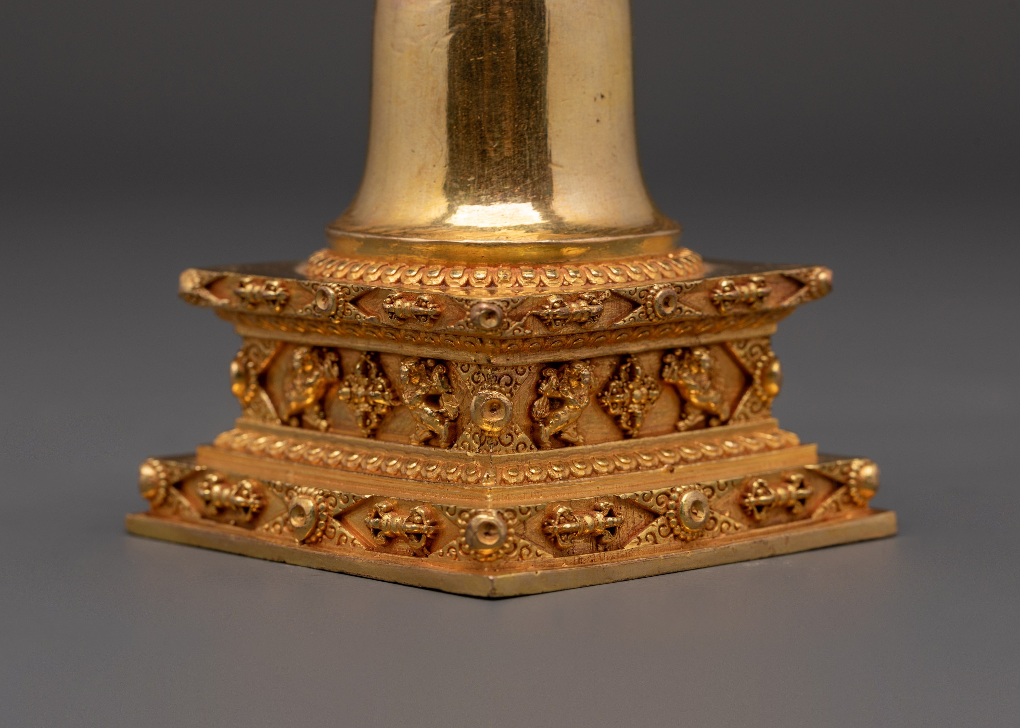 Enlightenment Copper Stupa | Handcrafted Gold Plated Tibetan Buddhist Statue