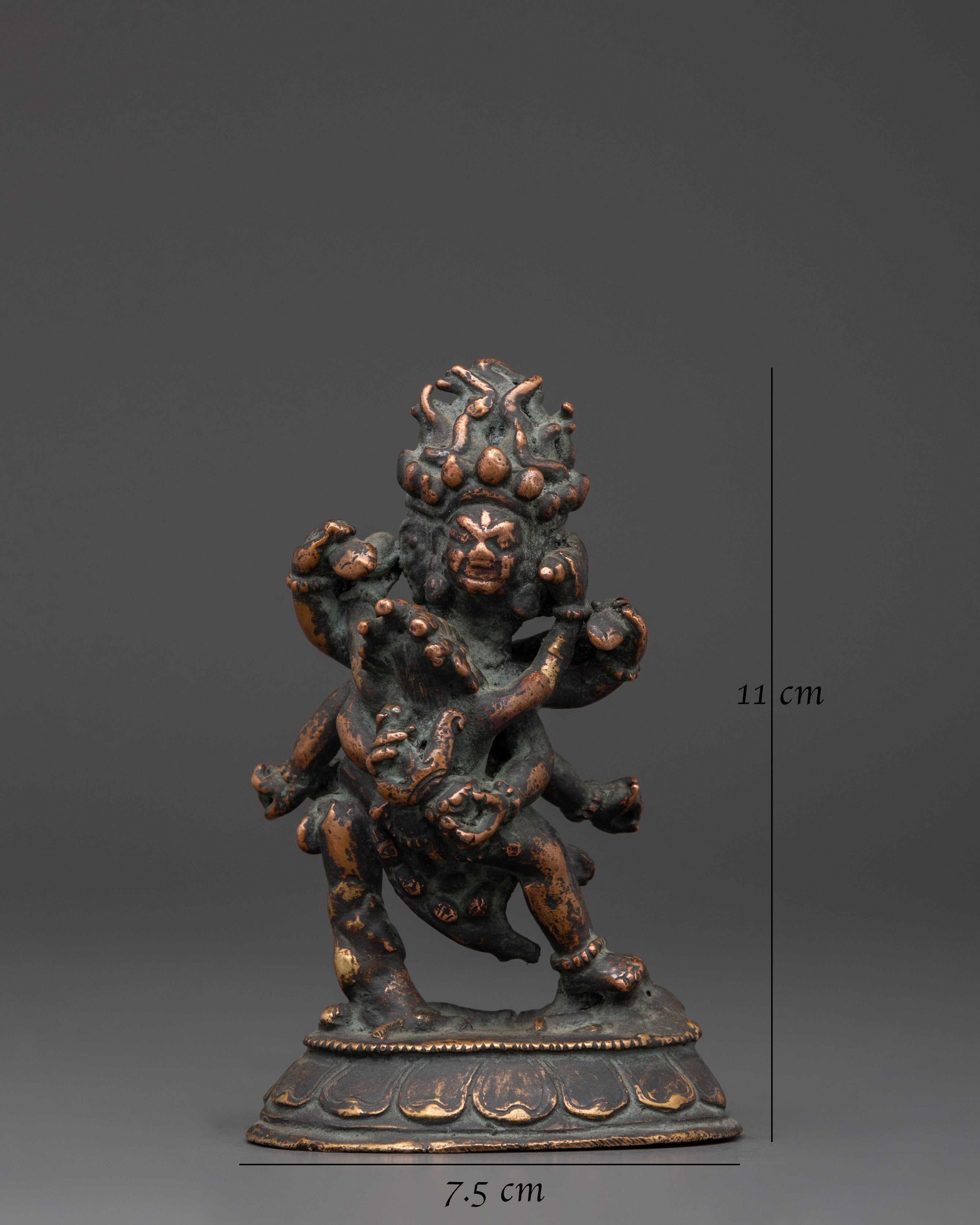 Antique Himalayan Mahakala Statue | Handcrafted Copper Buddhist Protector Deity