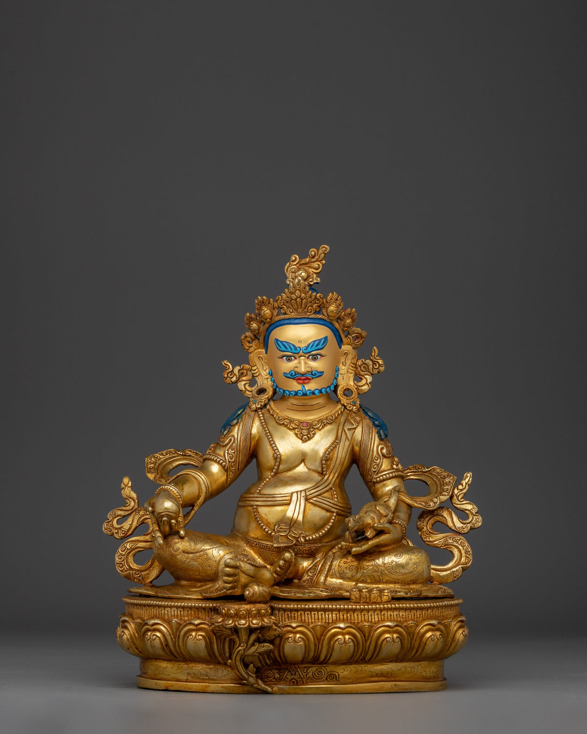 Wealth Lord Dzambhala Golden Statue | Guardian of the Wealth