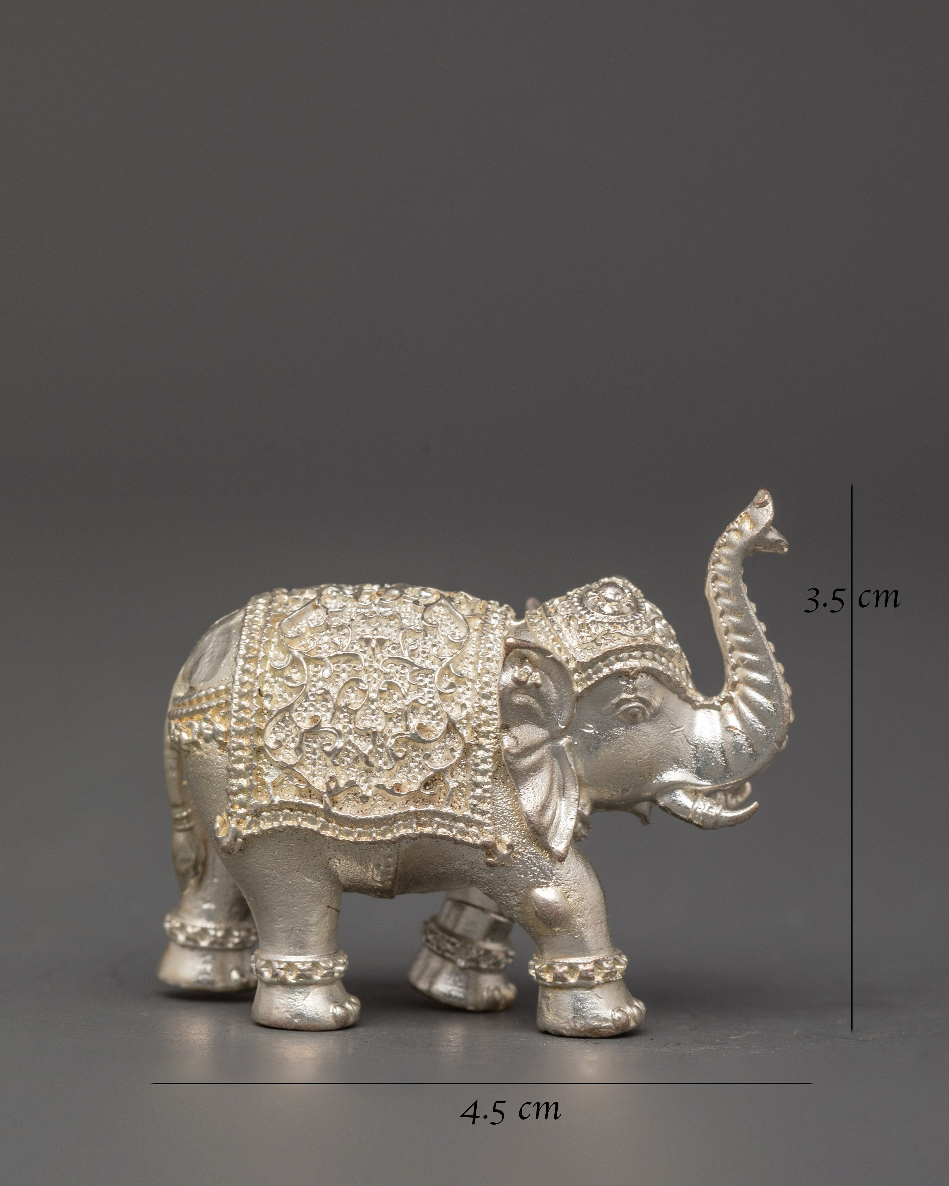 Silver Plated Elephant Figurine | Small Decor Elephant Statue for Home & Office