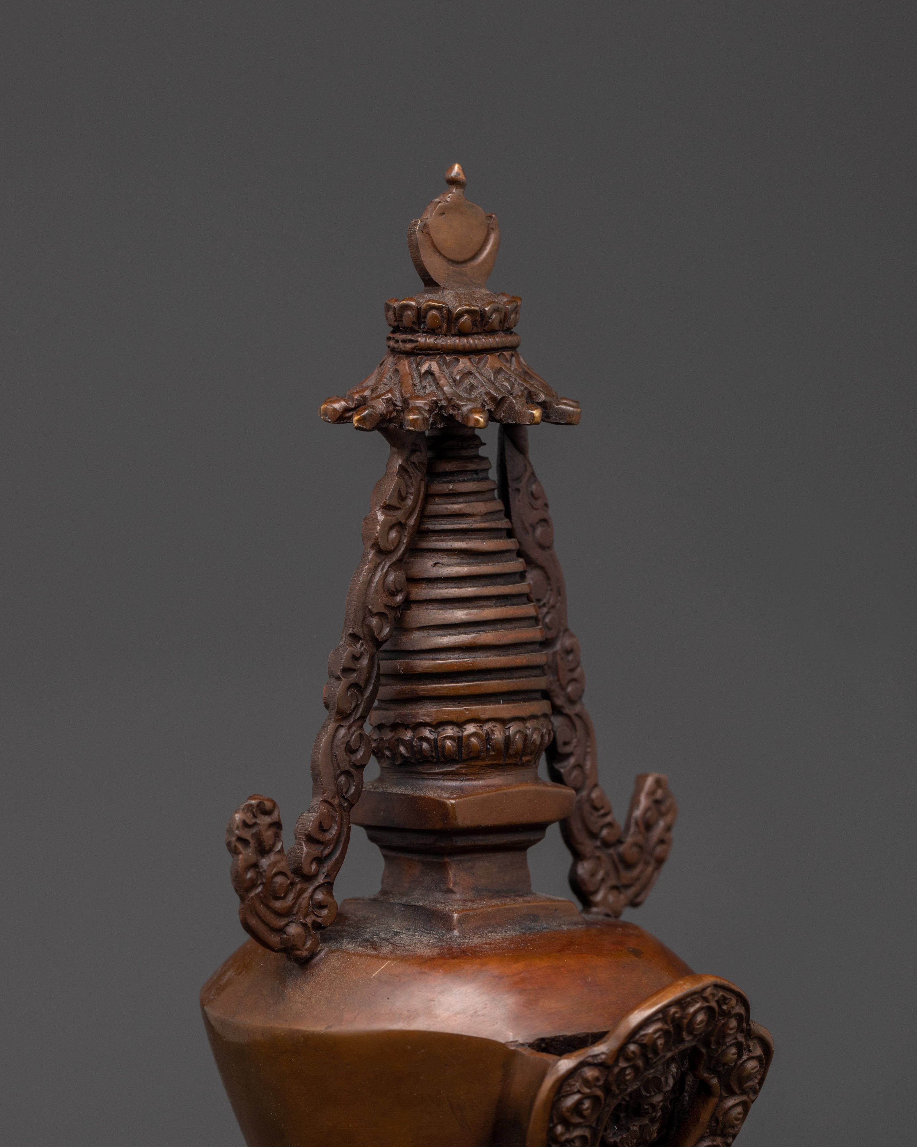 Handcrafted Oxidized Copper Buddhist Stupa | Spiritual Tibetan Decor for Meditation Rooms