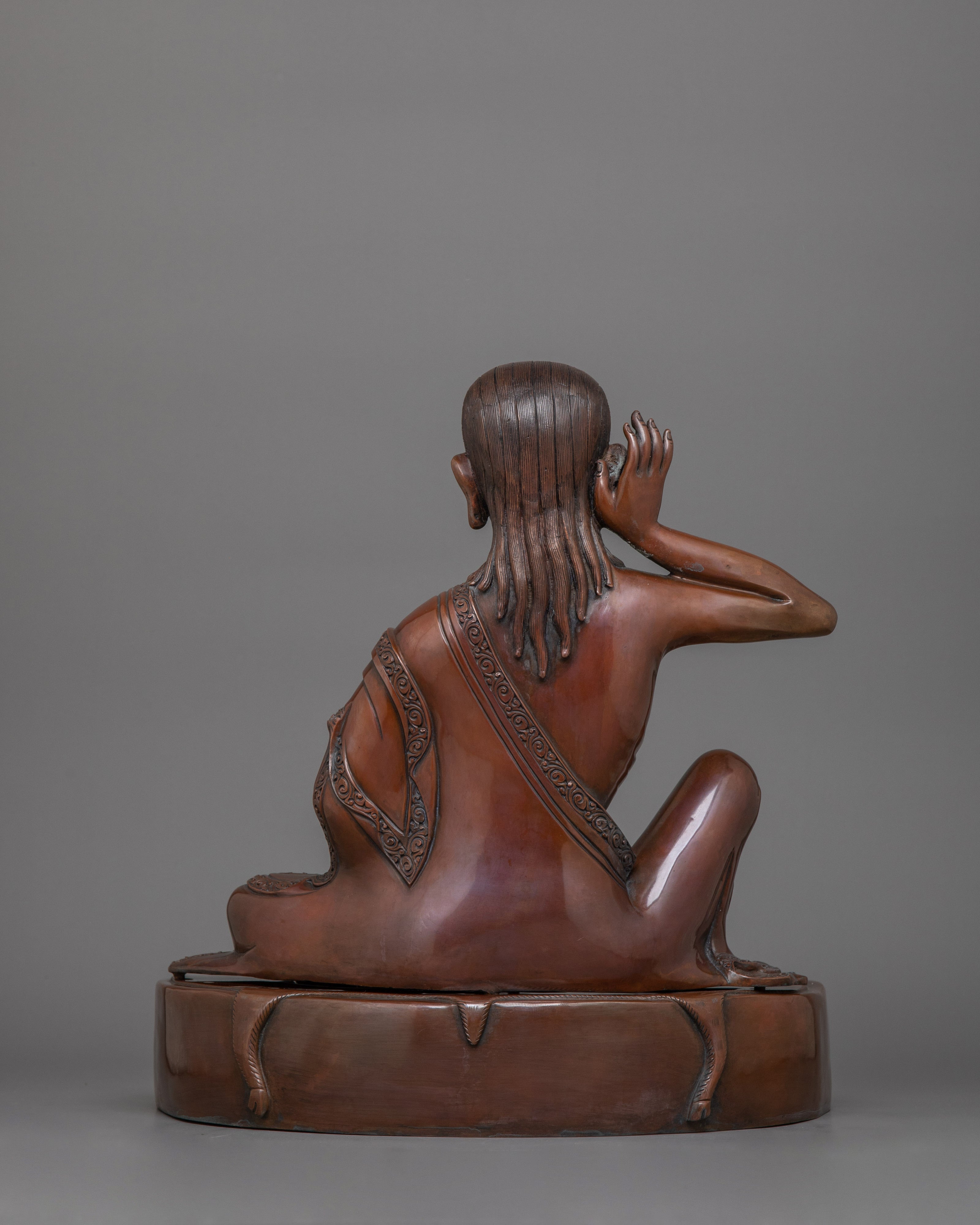 Oxidized Milarepa Copper Statue | 12.6 Inch Handcrafted Spiritual Artwork