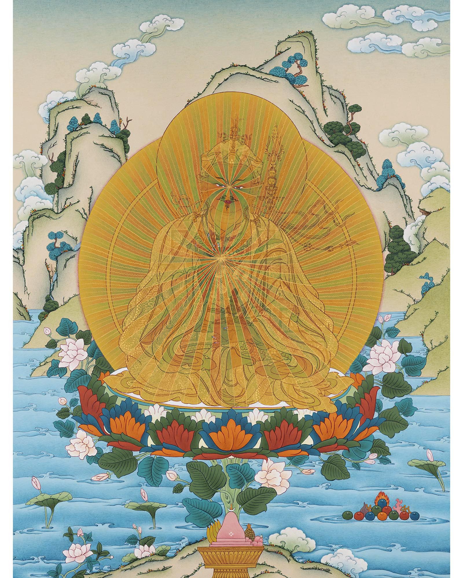 Guru Rinpoche (Padmasambhava) | Guru Rainbow Body | Tibetan Buddhist Thangka