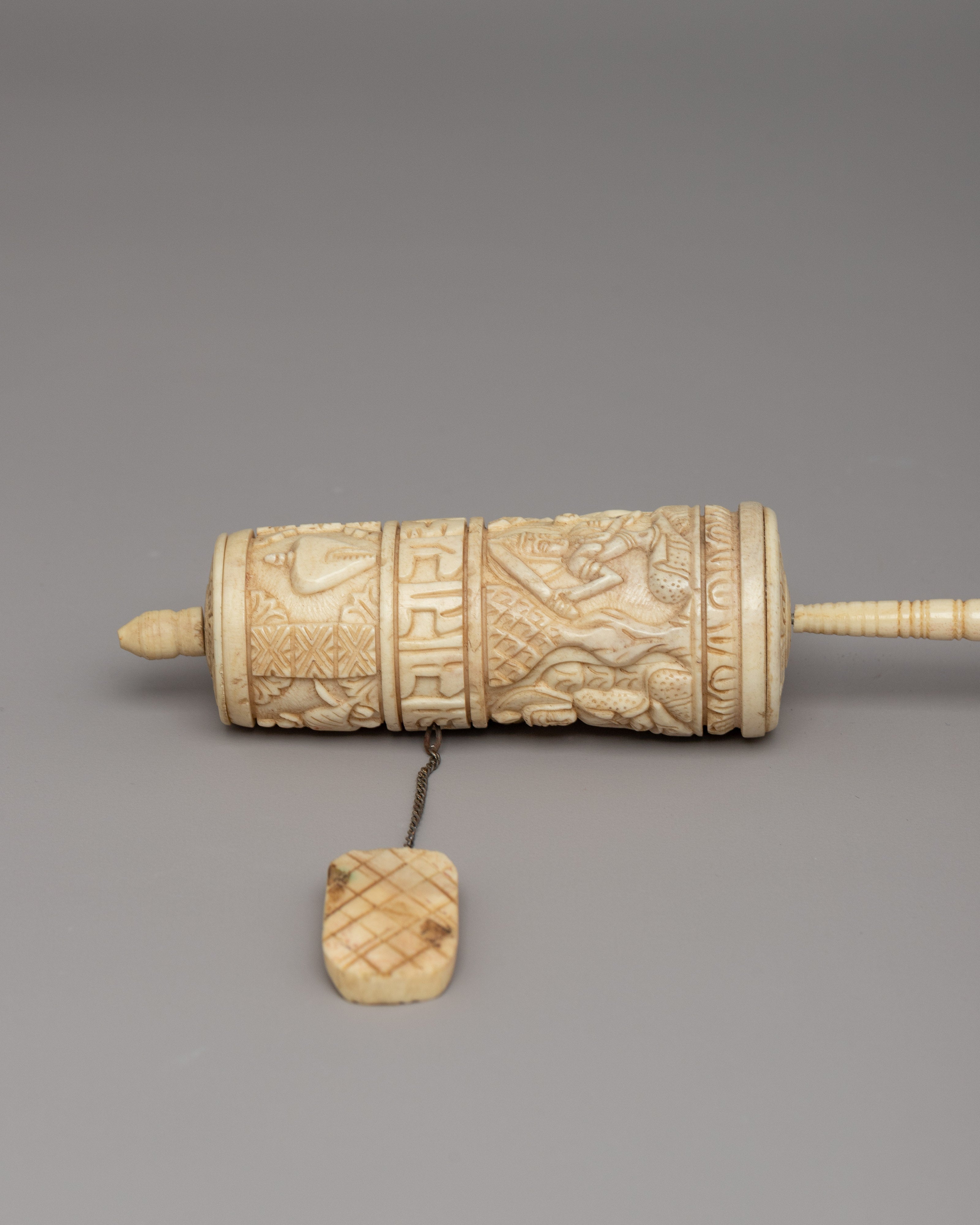 Handmolded Prayer Wheel | A Buffalo Bone Tibetan Mani Wheel