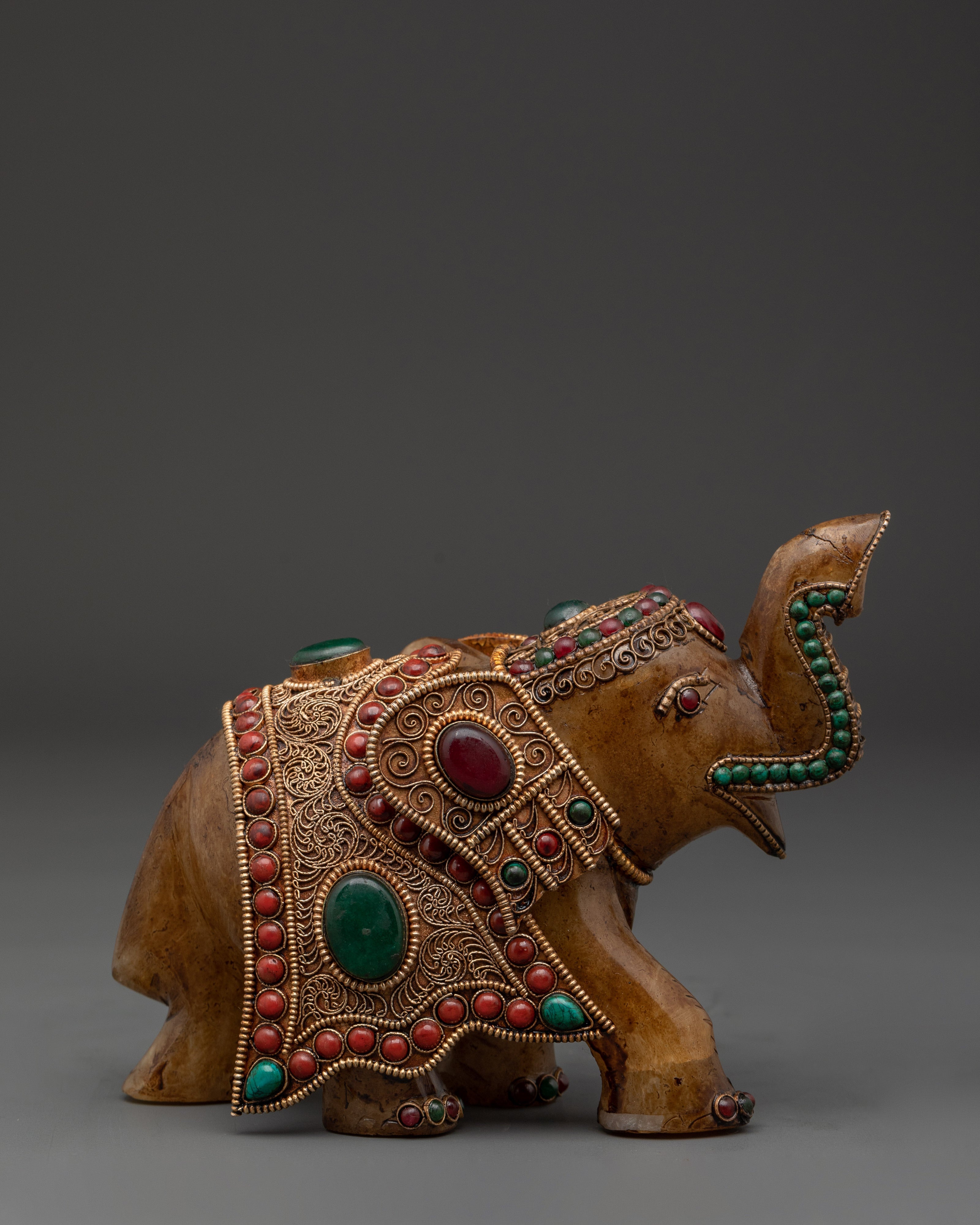 Handcrafted Elephant Figurine | Crystal, Copper & Silver Plated Statue