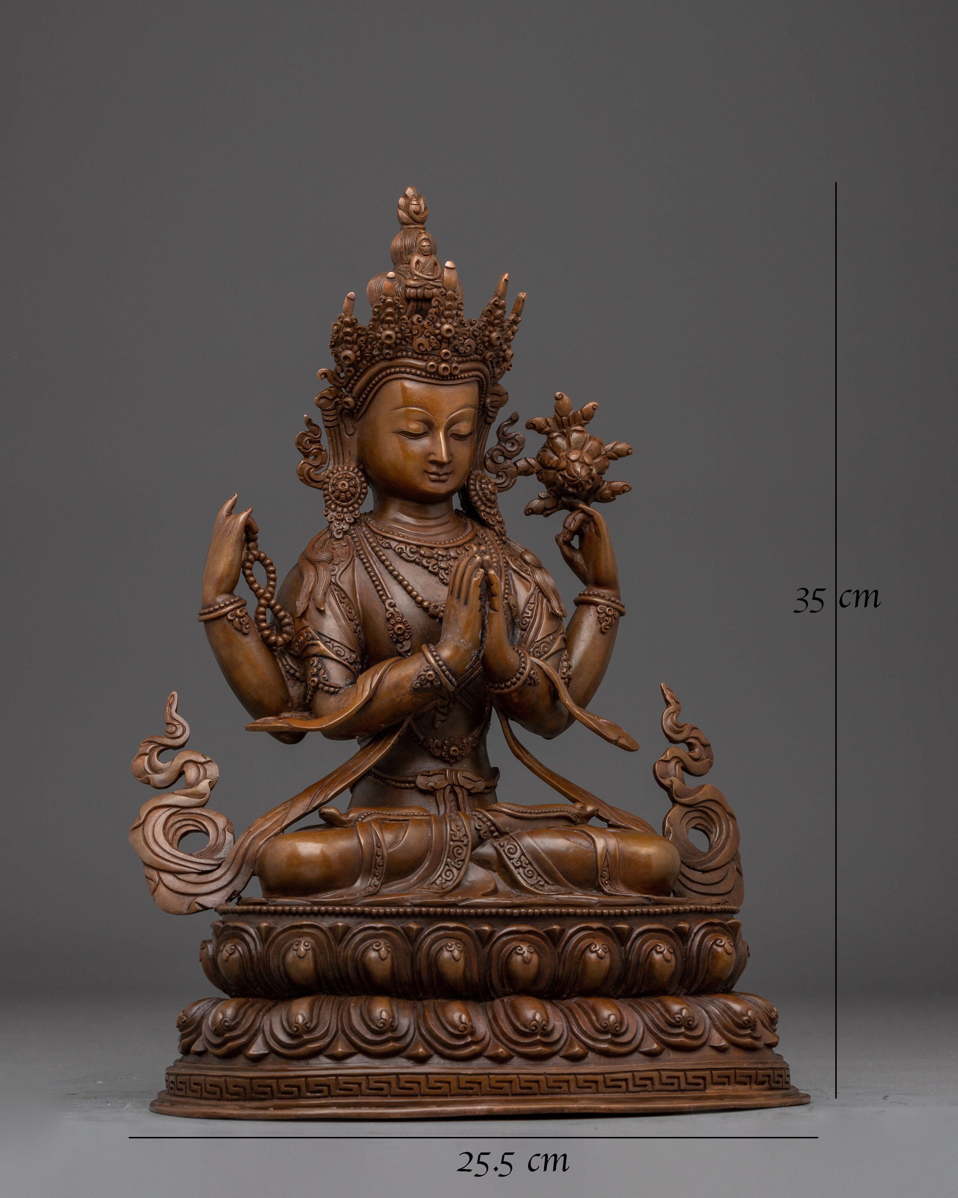 Oxidized Copper Avalokiteshvara Buddha of Compassion