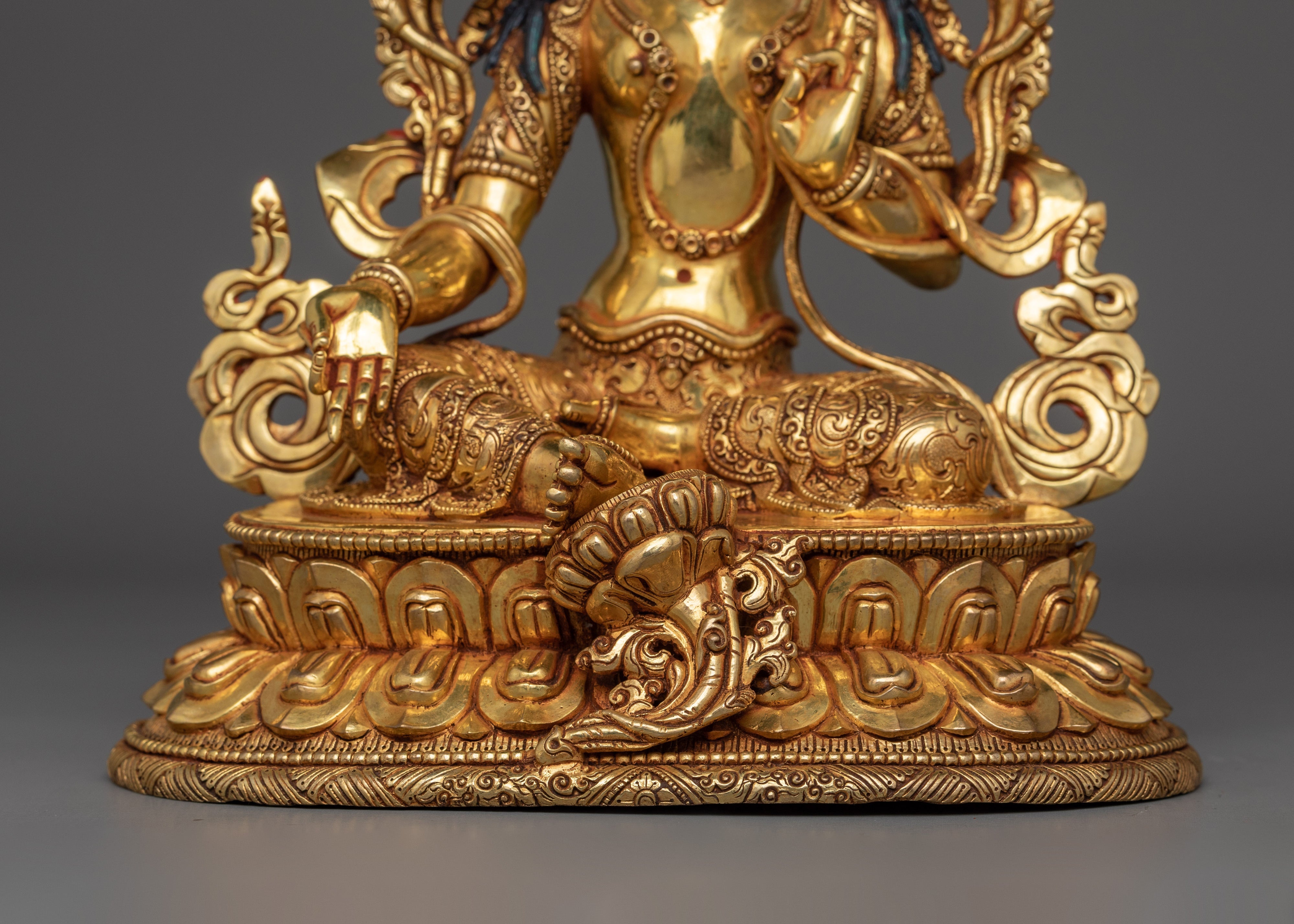 Green Tara Compassionate Goddess | Gold Gilded Sculpture