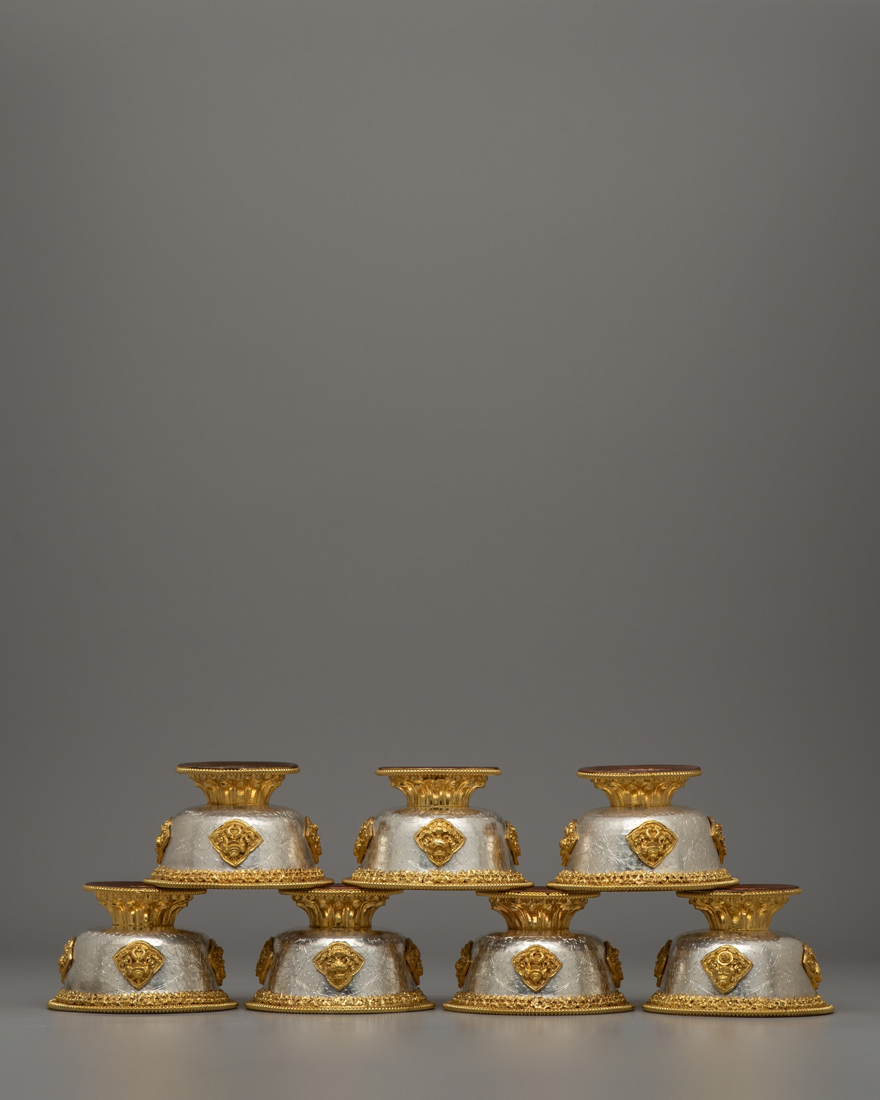 Handcrafted Silver Body and Gold-Plated Offering Bowls