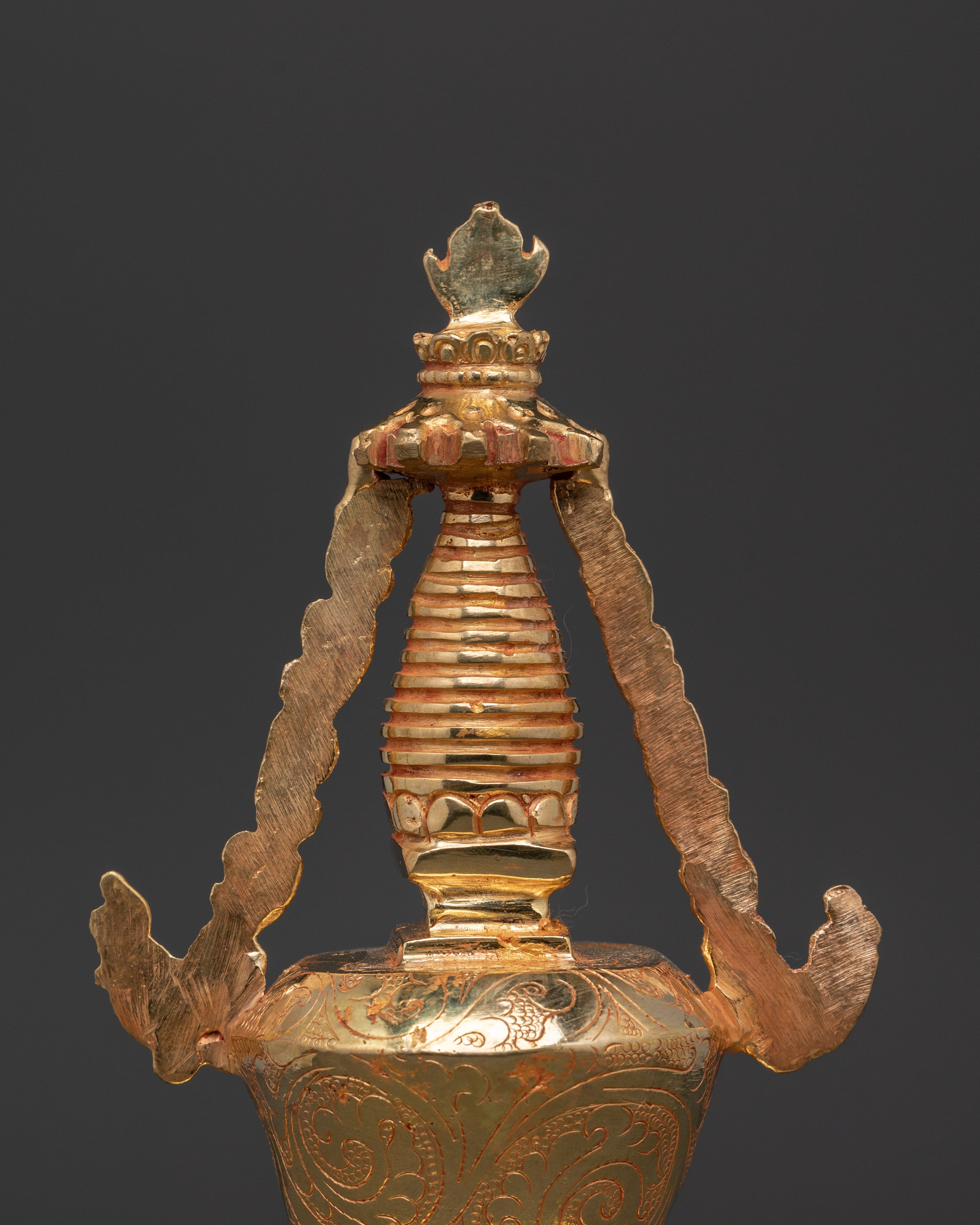 Handcrafted Tibetan Pagoda Sculpture | Gold-Plated Copper Stupa