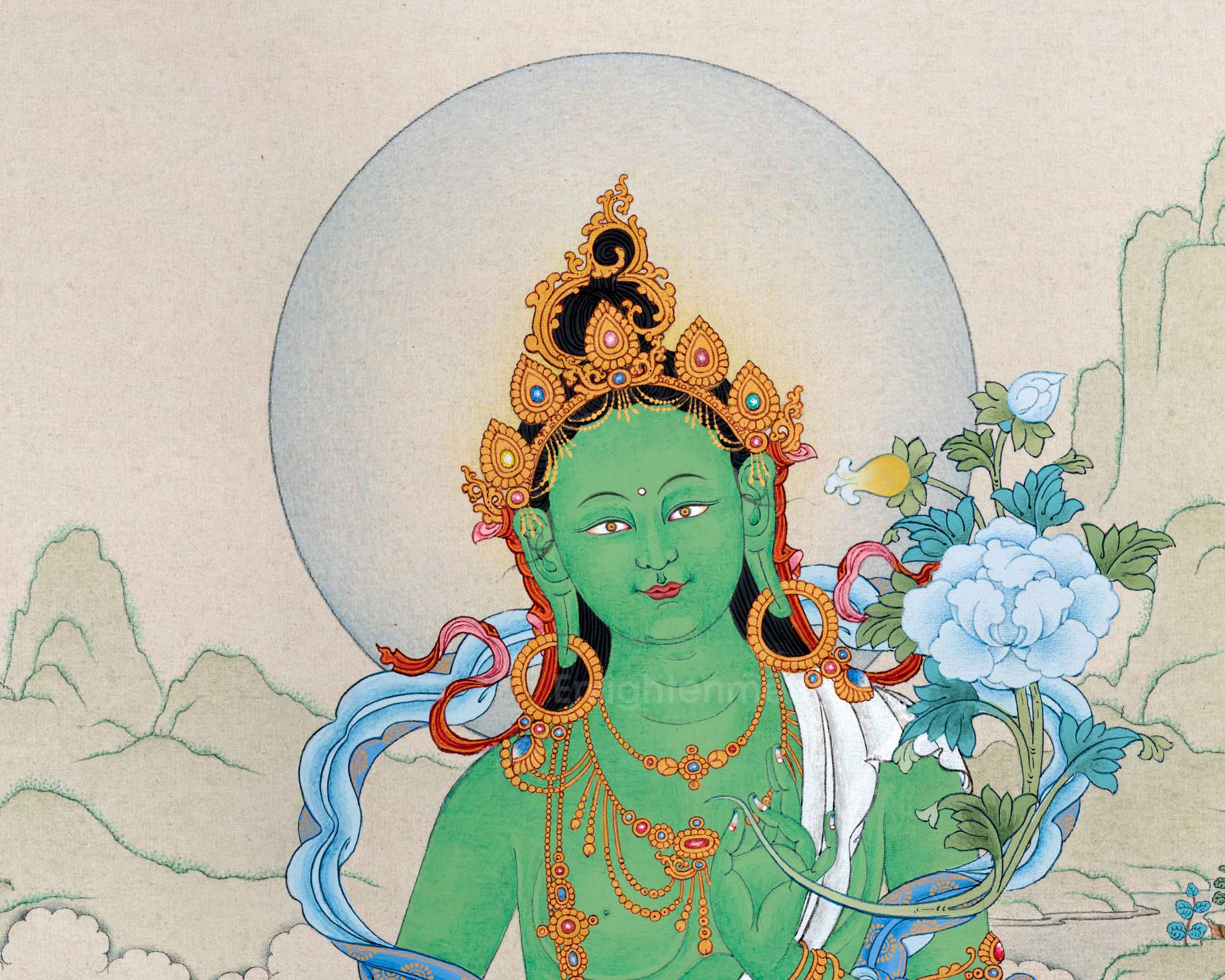 Green Tara, The Mother of Liberation | Traditional Tibetan Buddhist Thangka | The Divine Feminine