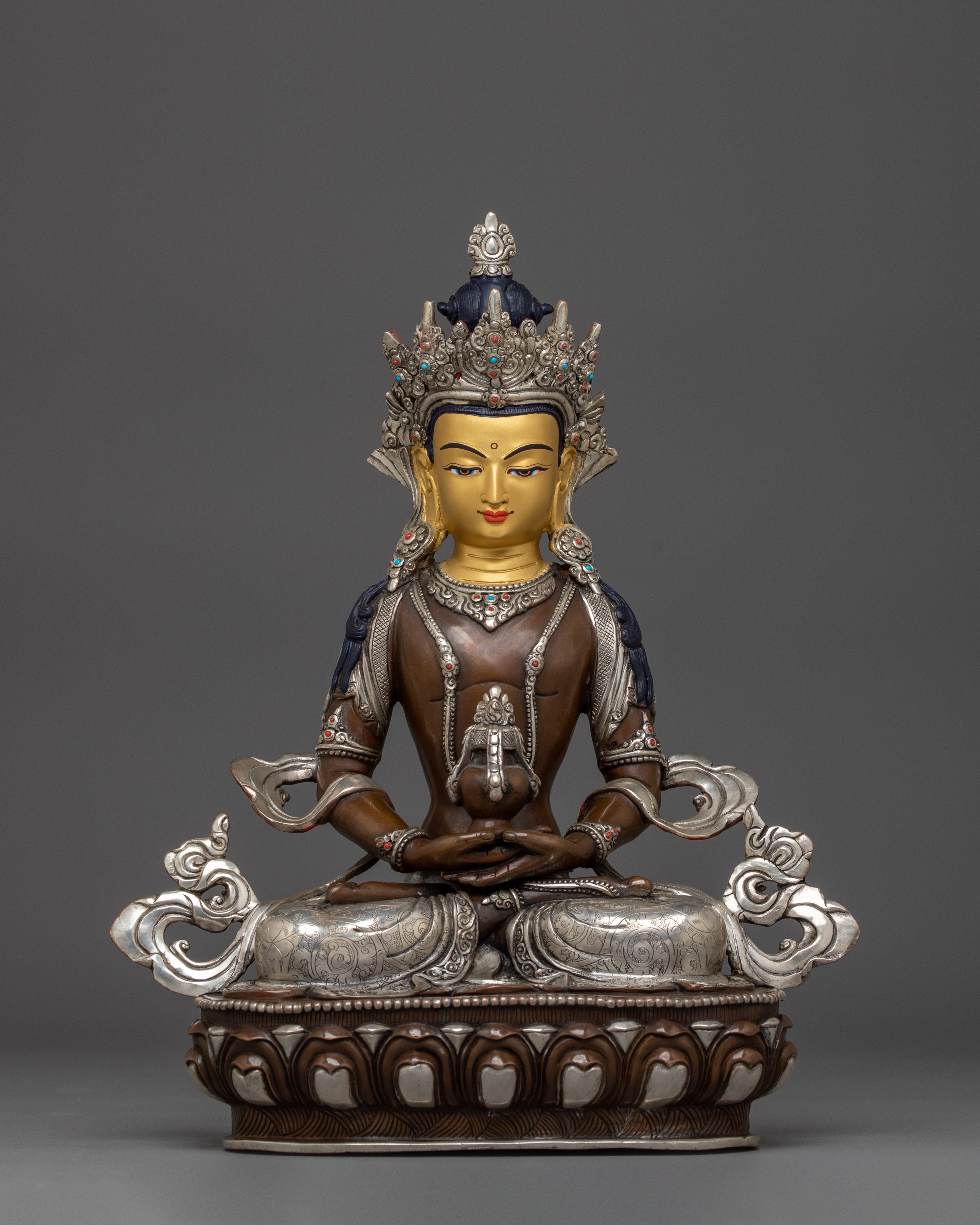 Handcrafted Amitayus Buddhist Copper Artwork