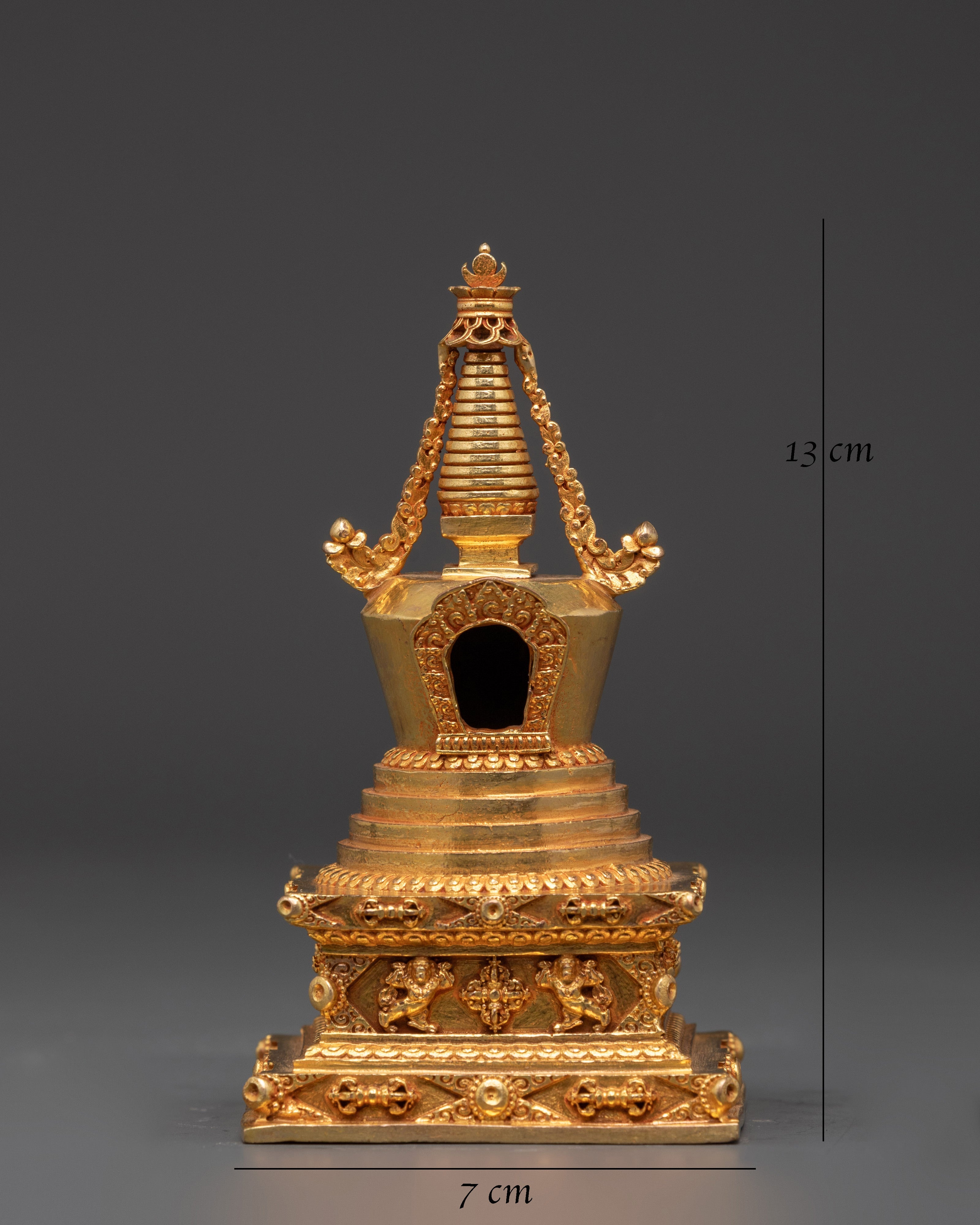 Sacred Copper Buddhist Shrine | Handcrafted Gold Plated Tibetan Decor