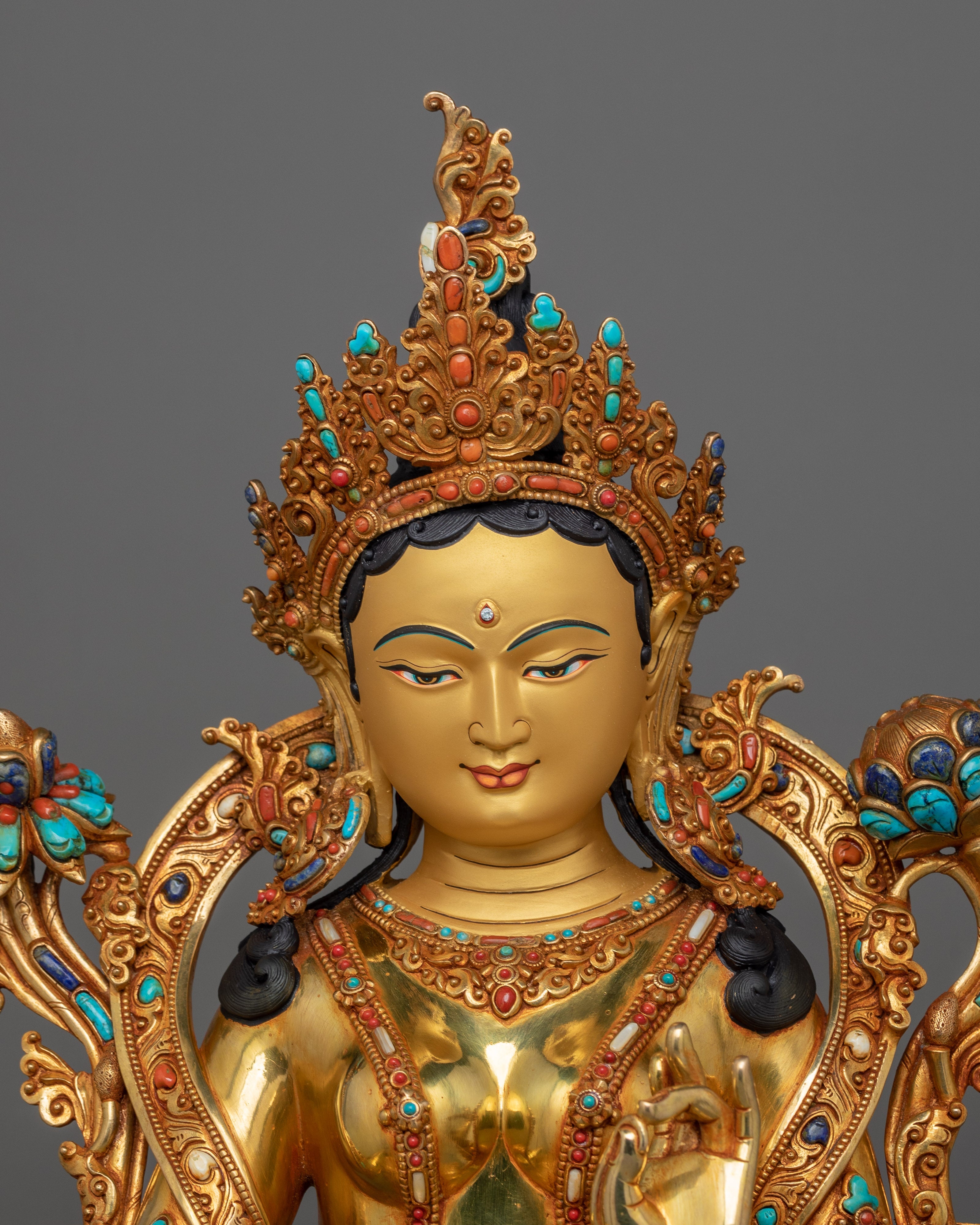 Himalayan Bodhisattva Goddess Green Tara Sculpture | Mother of Compassion and Mercy